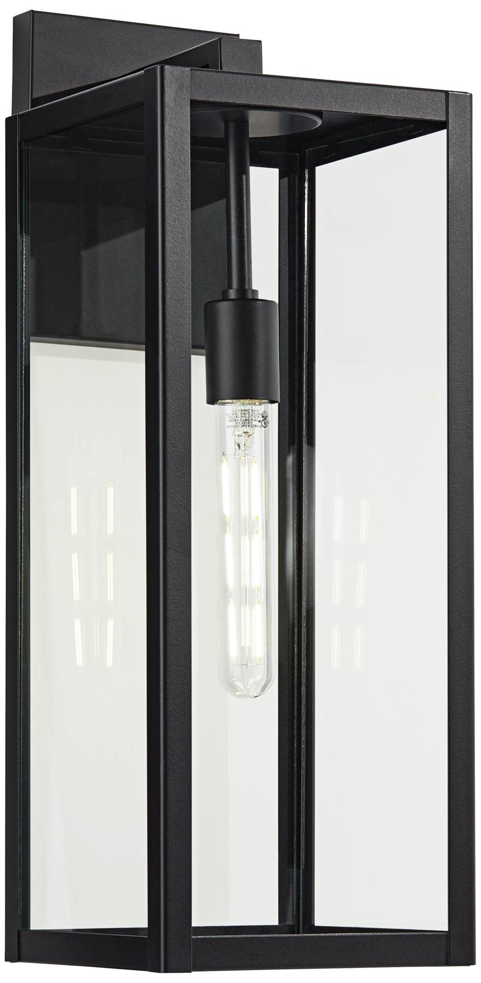 John Timberland Titan Outdoor Wall Light Fixture, 20in Clear Glass, Black Metal, Damp Rated for Porch, Patio, Garden, Garage