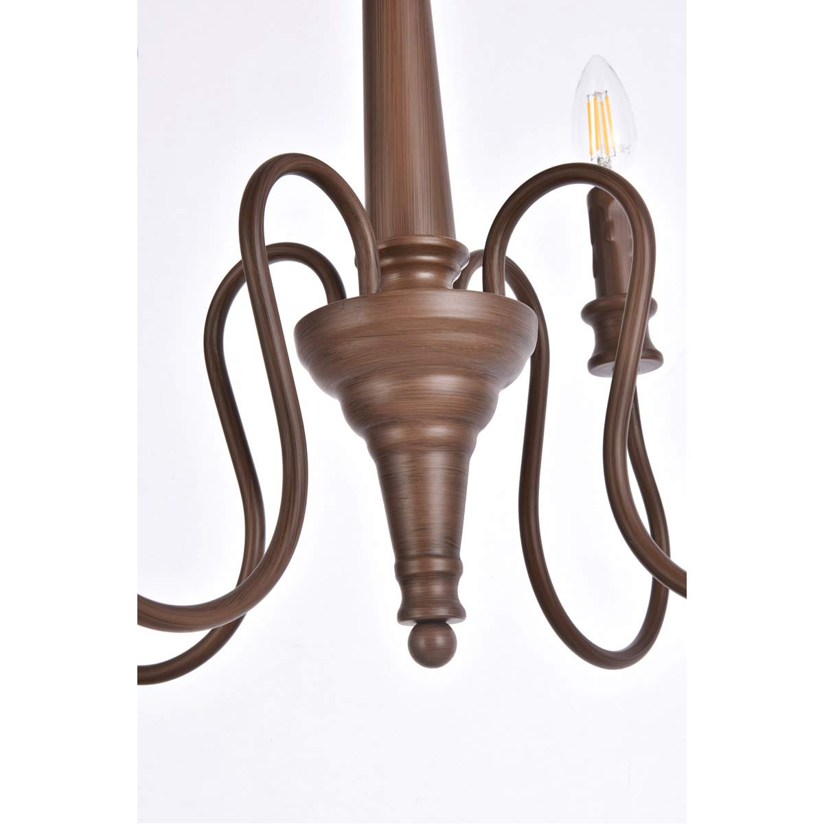Living District Flynx 4-Light Mid-Century Metal Pendant in Weathered Oak