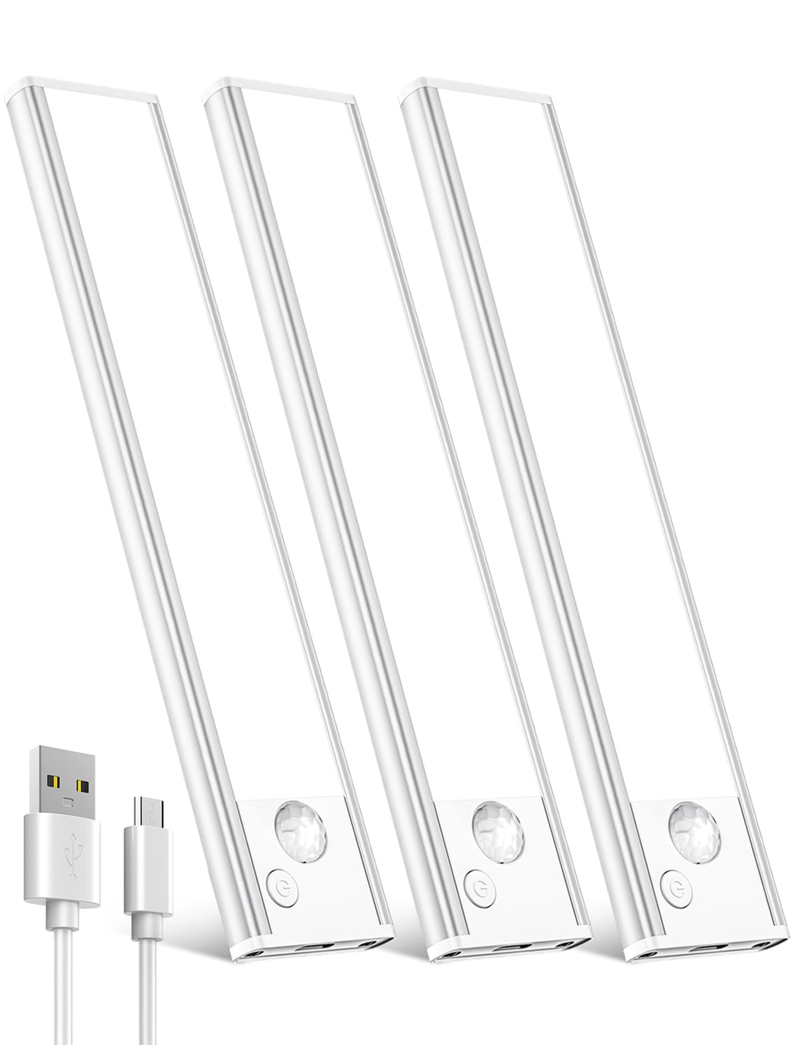 Vozuji Under Cabinet Rechargeable Lighting: Motion Sensor Dimmable Lights Indoor - Battery Operated Lights - Wireless Activated Closet Light Magnetic Led Light For Kitchen Home Bathroom Counter 3 Pack