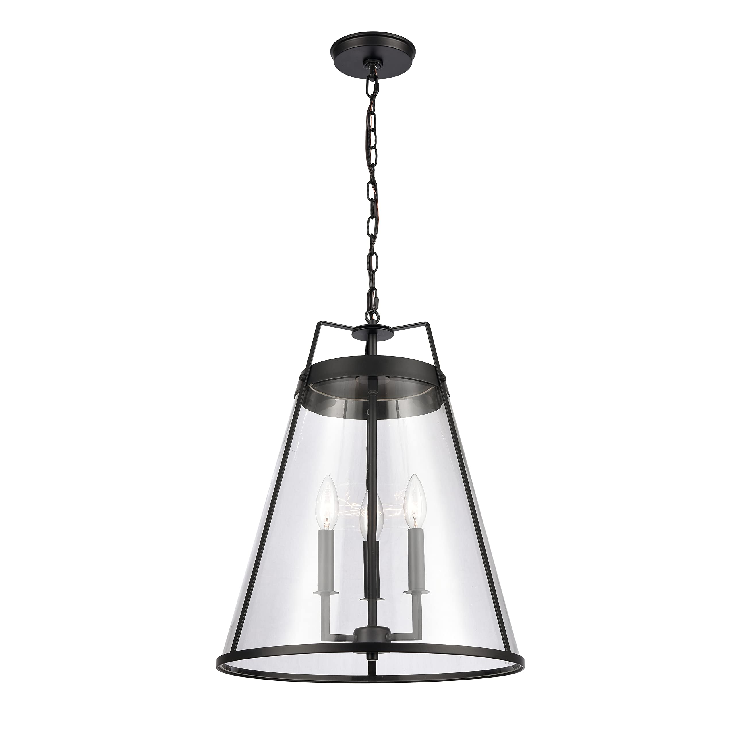 Elk Home Judy 3-Light Pendant, Matte Black Finish, Clear Glass, 16&quot;W X 16&quot;D X 20&quot;H,