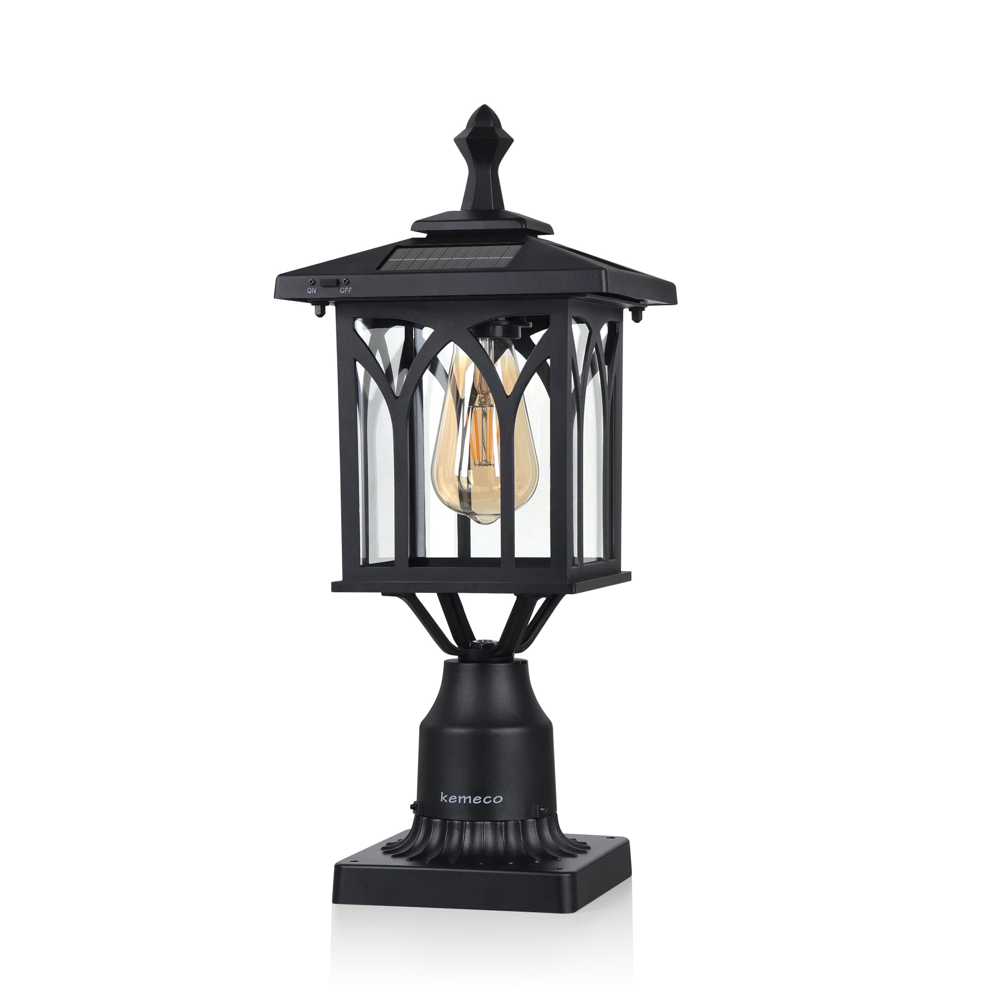 Kemeco Solar Post Light, LED Lamp Fixture, Cast Aluminum, 3-Inch Fitter Base, Black, Model ST4328Q