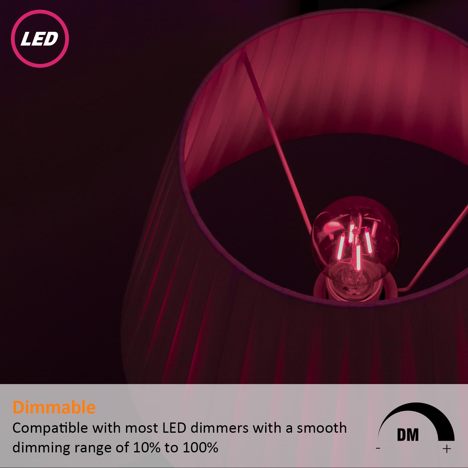 Maelsrlg Pink Light Bulb, 4 Watts, A19 Colored Led Filament Bulbs, Clear Glass, 120 Volts, Dimmable, E26 Base, 2-Pack