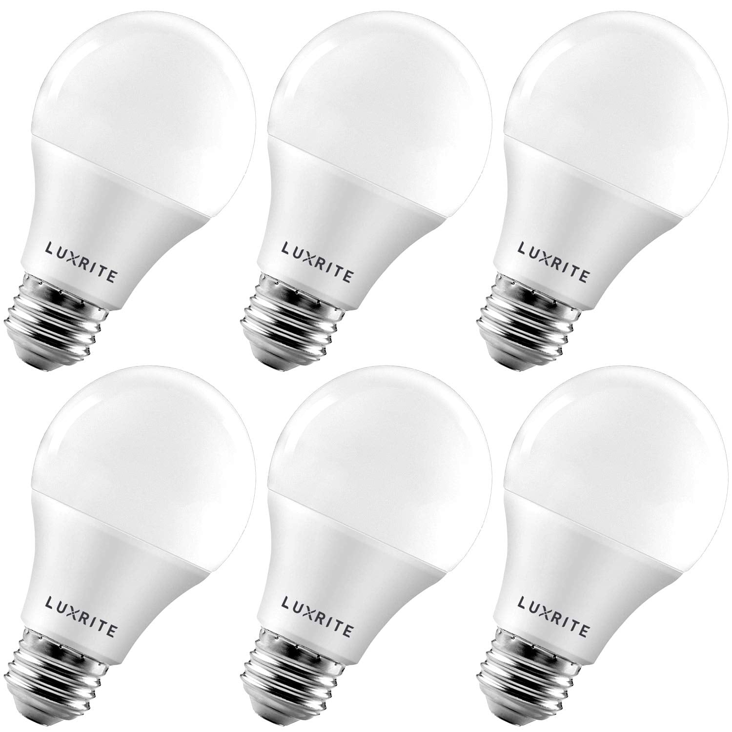 Luxrite A19 Led Bulb 60W Equivalent, 2700K Warm White, 800 Lumens, Dimmable Standard Led Light Bulbs 9W, Enclosed Fixture Rated,