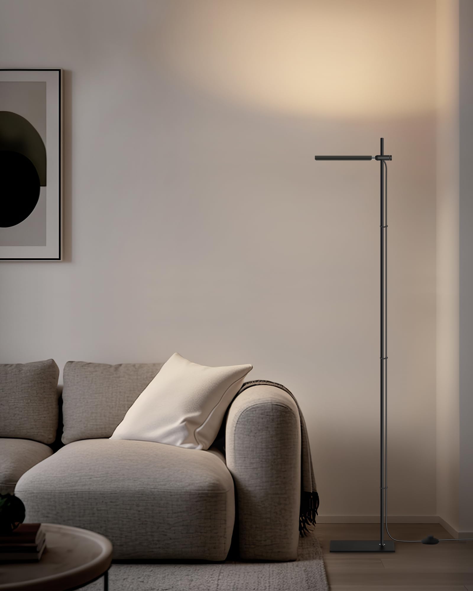 Visdanfo Modern Floor Lamp, 360 Degree Rotation Sky Led Floor Lamp Office Lighting, Bright Led Standing Pole Light, Tall Lamps For Living Room,Bedroom,Reading,Study Room (White)
