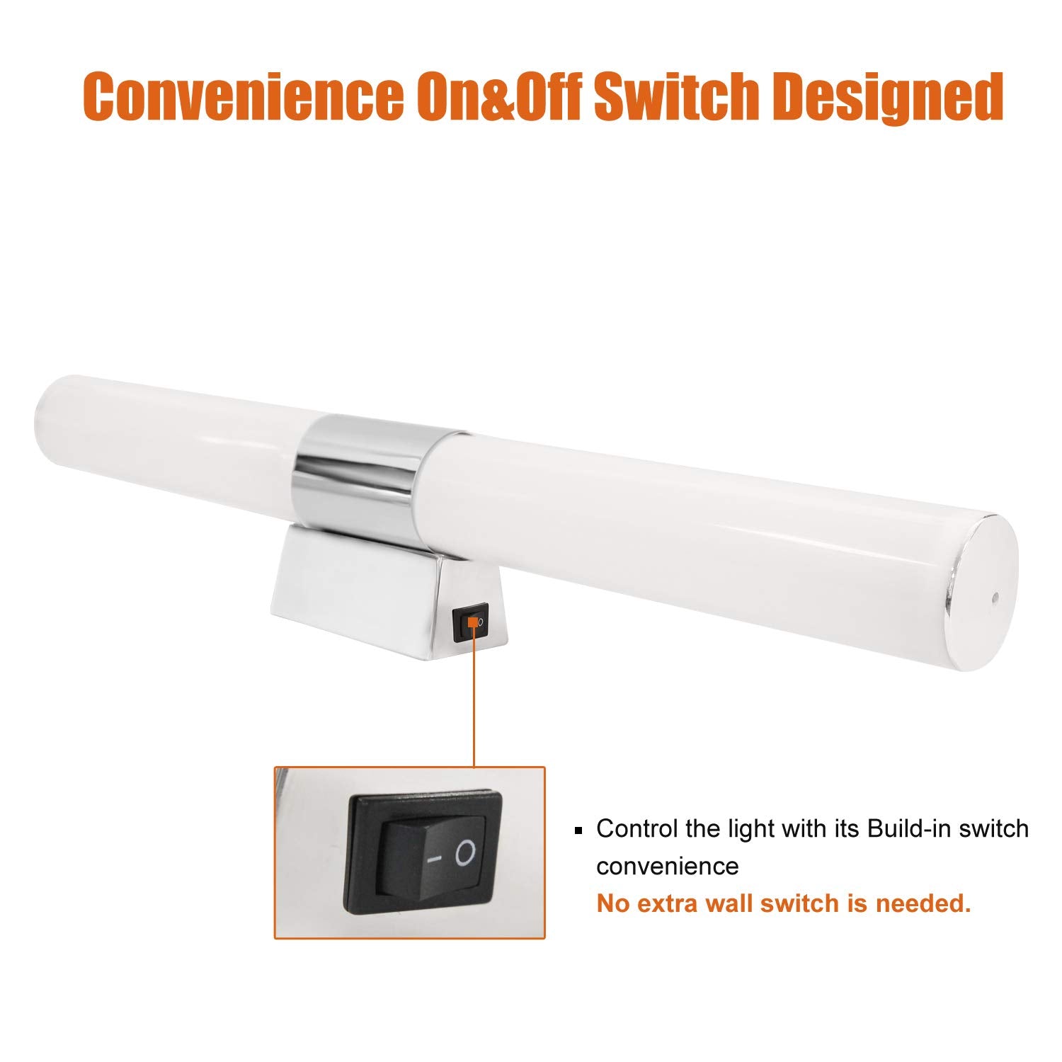 Facon LED RV Wall Sconce, 12V Bathroom Mirror Light, 16.7 Inch, Chrome, Model LF1917-005