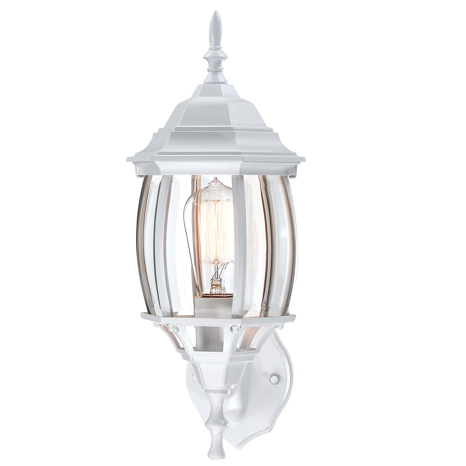 Faymart Lighting 2 Pack White Porch Light - Outdoor Wall Sconce 16.8In White Outdoor Light Fixture For House Garage Metal And Glass Exterior Wall Lantern For Front Door Balcony  E26
