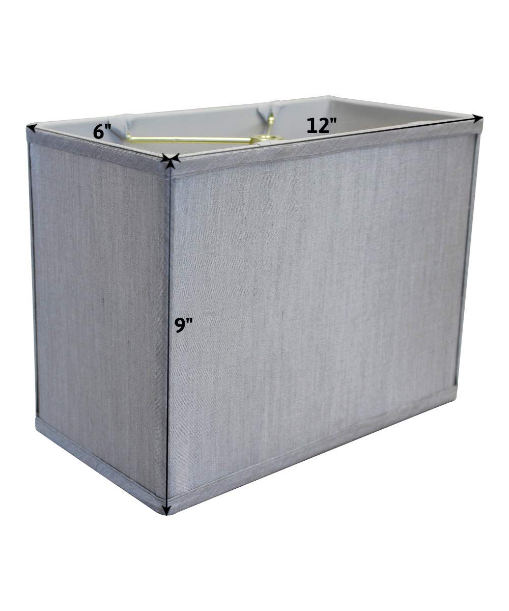 HomeConcept Rectangular Drum Lampshade Bavarian Silk Fabric 6.5x12 Gray Model 120609RDGY