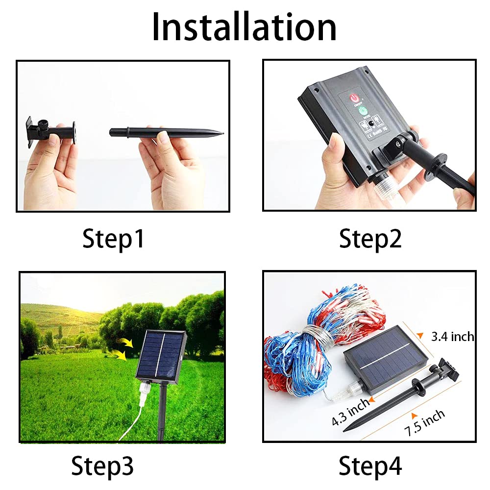 Miniao Solar American Flag Lights - 420 Led, 8 Modes, Waterproof For July 4Th & Garden Decor