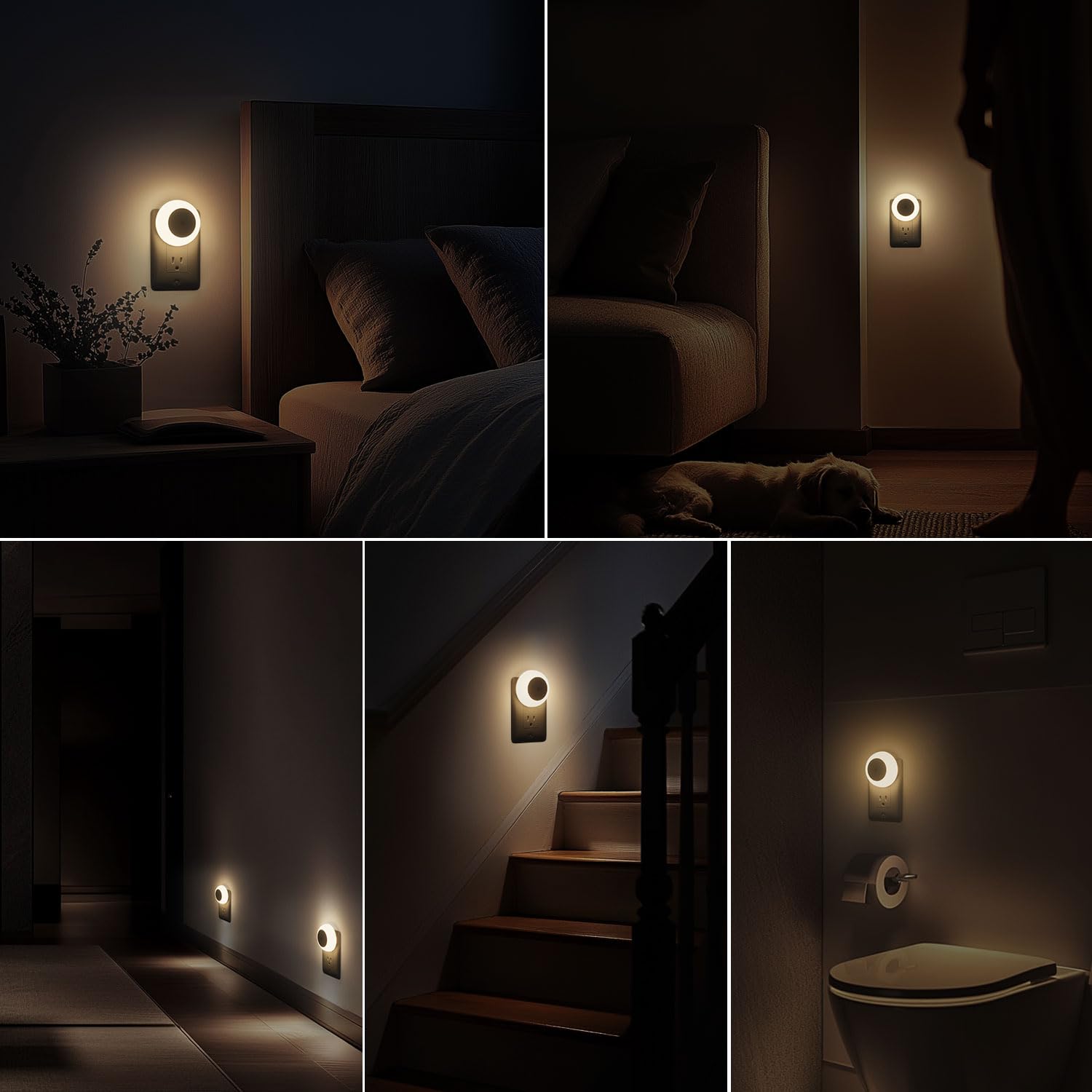 Fesnne Night Light, Night Lights Plug Into Wall, Dusk To Dawn Sensor Warm White Led Night Light 0.5W, 2 Pack Nightlight For Adults, Bedroom, Bathroom, Hallway, Kitchen