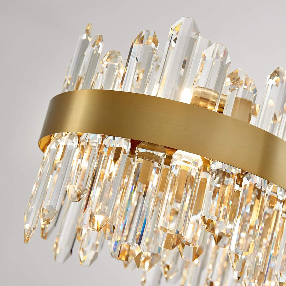 LIZZTREE Gold Oval Crystal Chandelier, 57" L, 32 Lights, Modern Pendant Light Fixture for Dining Room, Kitchen Island, Model LIZZ-8019-L1450GD