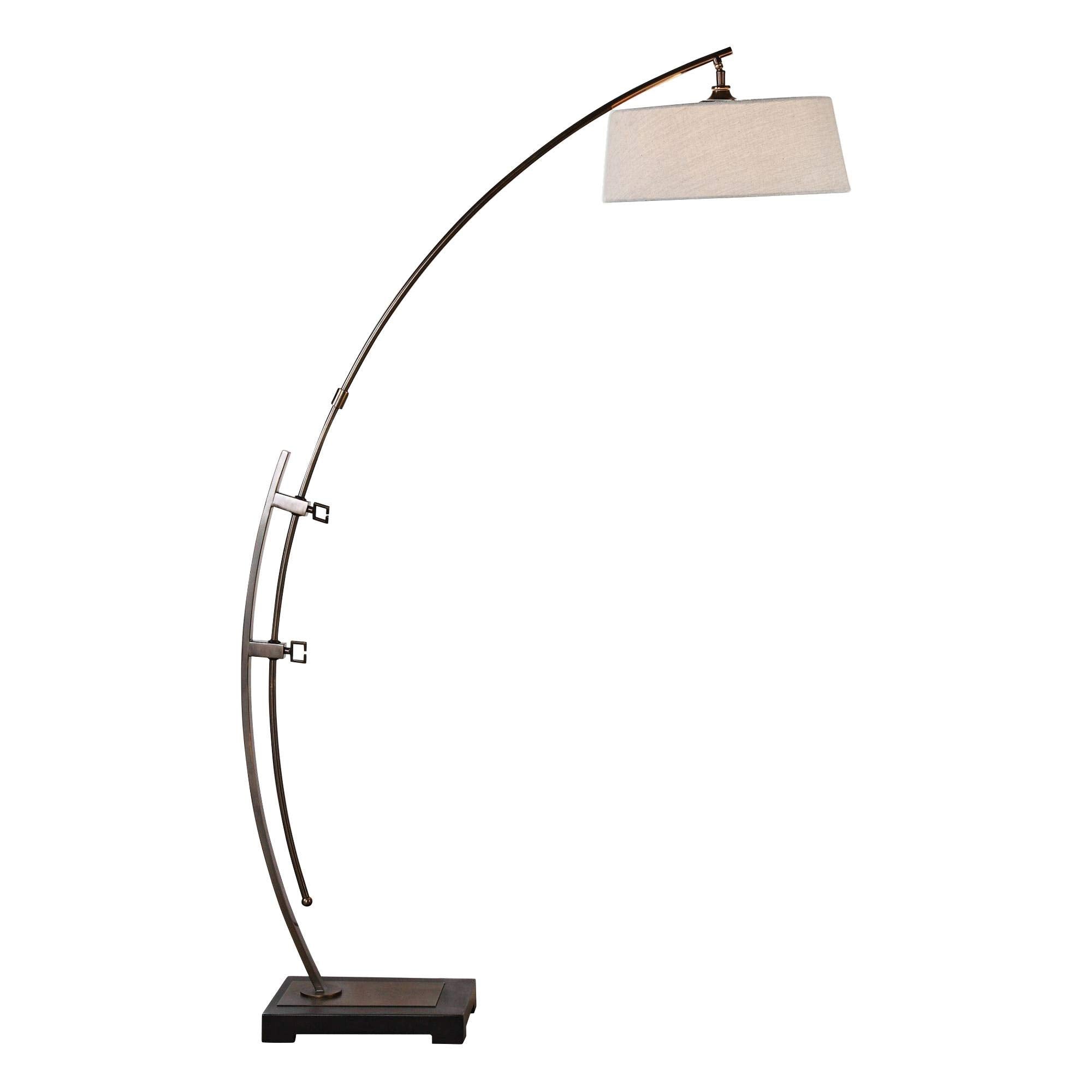 Uttermost Floor Lamp - 1 Light, Dark Oxidized Bronze/Matte Black, Iron/Fabric, 64in W x 73.5in H x 18in D,