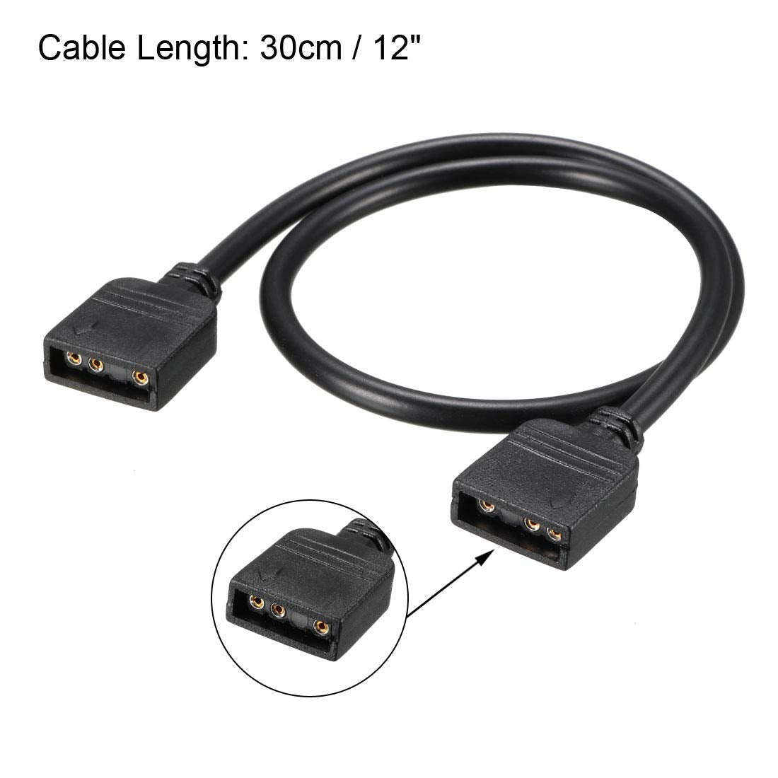Uxcell Argb Splitter Cable Female To Female 3 Pin Extension Connector Cord Wire For 5050 3528 Led Light Strips 30Cm Length