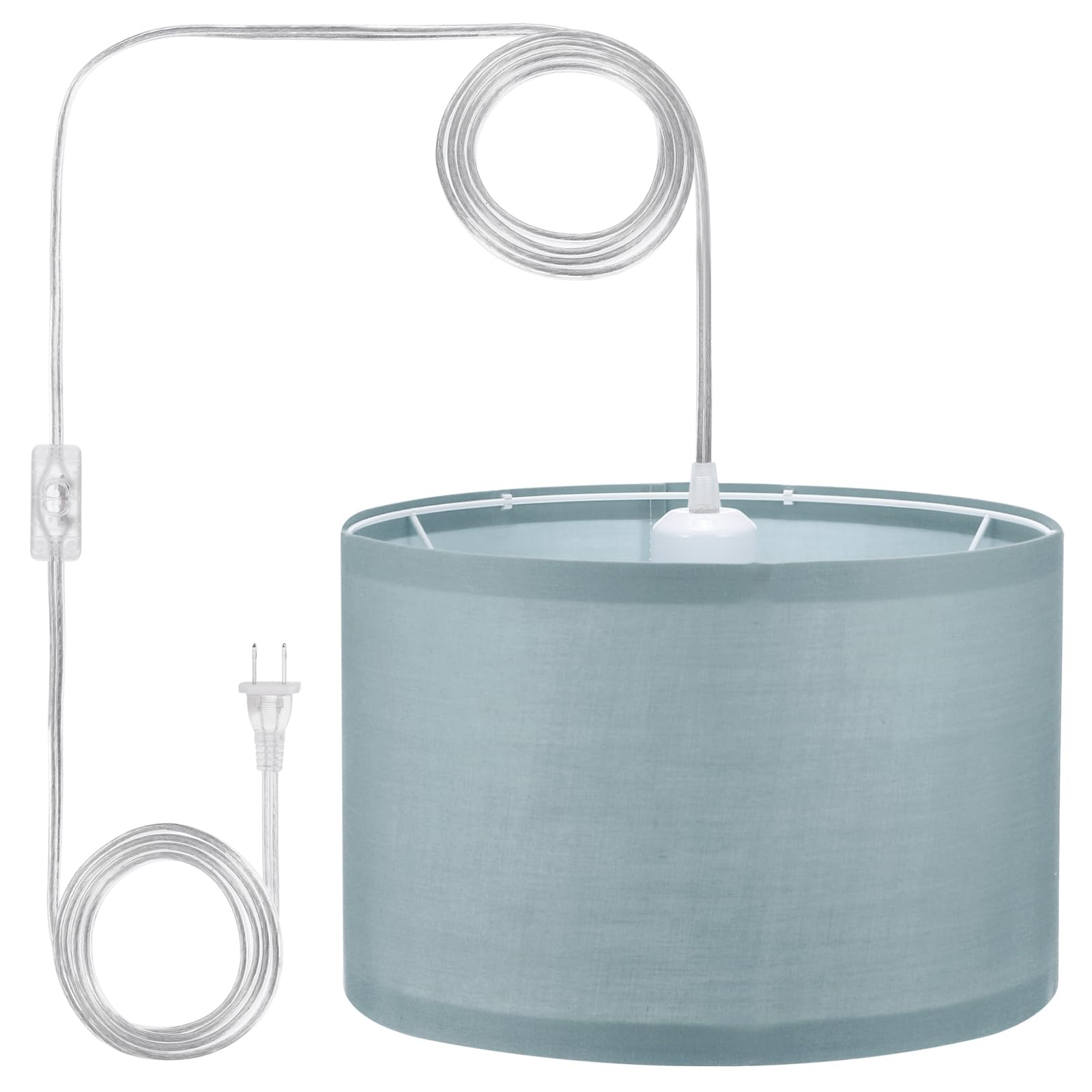 PATIKIL Plug in Pendant Light, 15Ft Rope Cord Hanging Lamp Fixture Gray Blue