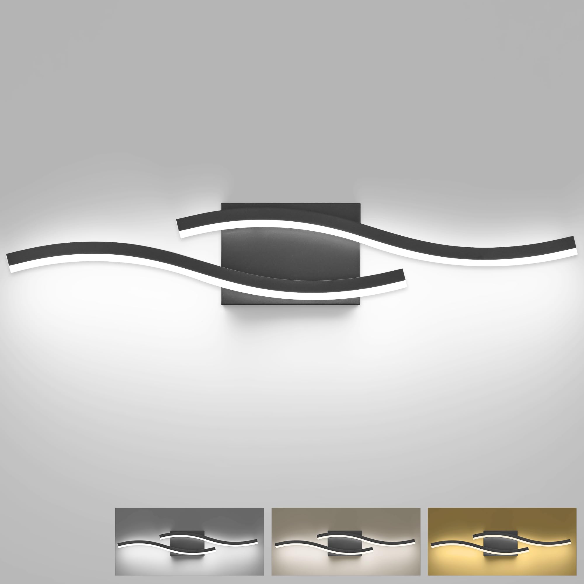 PRESDE Bathroom Vanity Light Fixtures 24inch Dimmable LED Black 3 Color Temperatures Metal