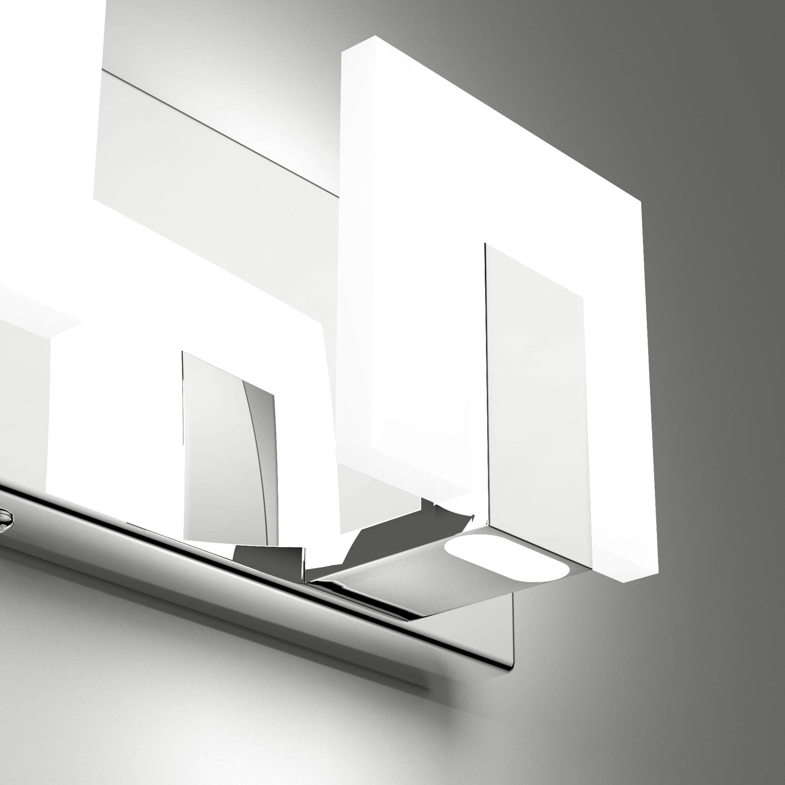 Aipsun Modern LED Bathroom Vanity Light, 6 Lights, Stainless Steel, Chrome, Model Ca-1105-6T, White Light 6000K