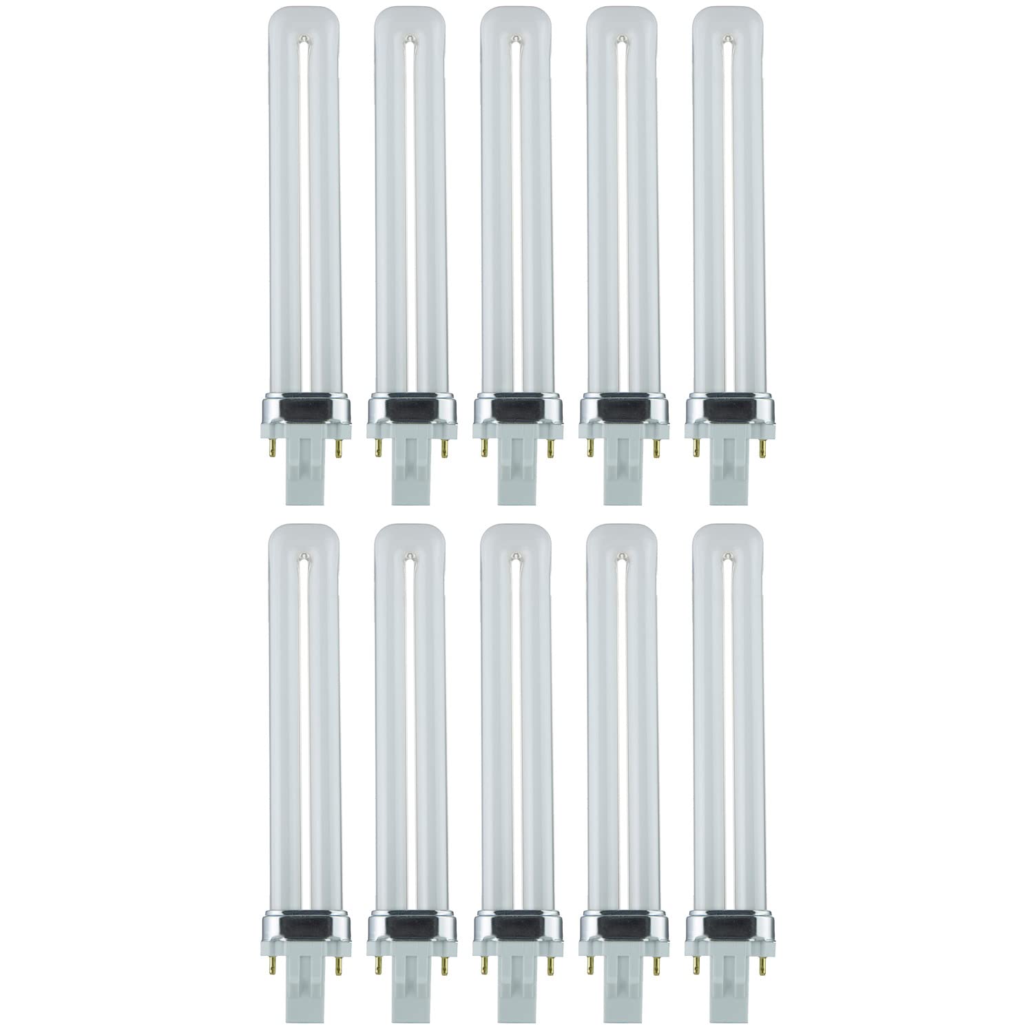 Sunlite PL13/SP65K Compact Fluorescent Single U-Shaped Twin Tube Light Bulb, 13 Watts, 120 Volts, 720 Lumens, 2-Pin GX23 Base, 6