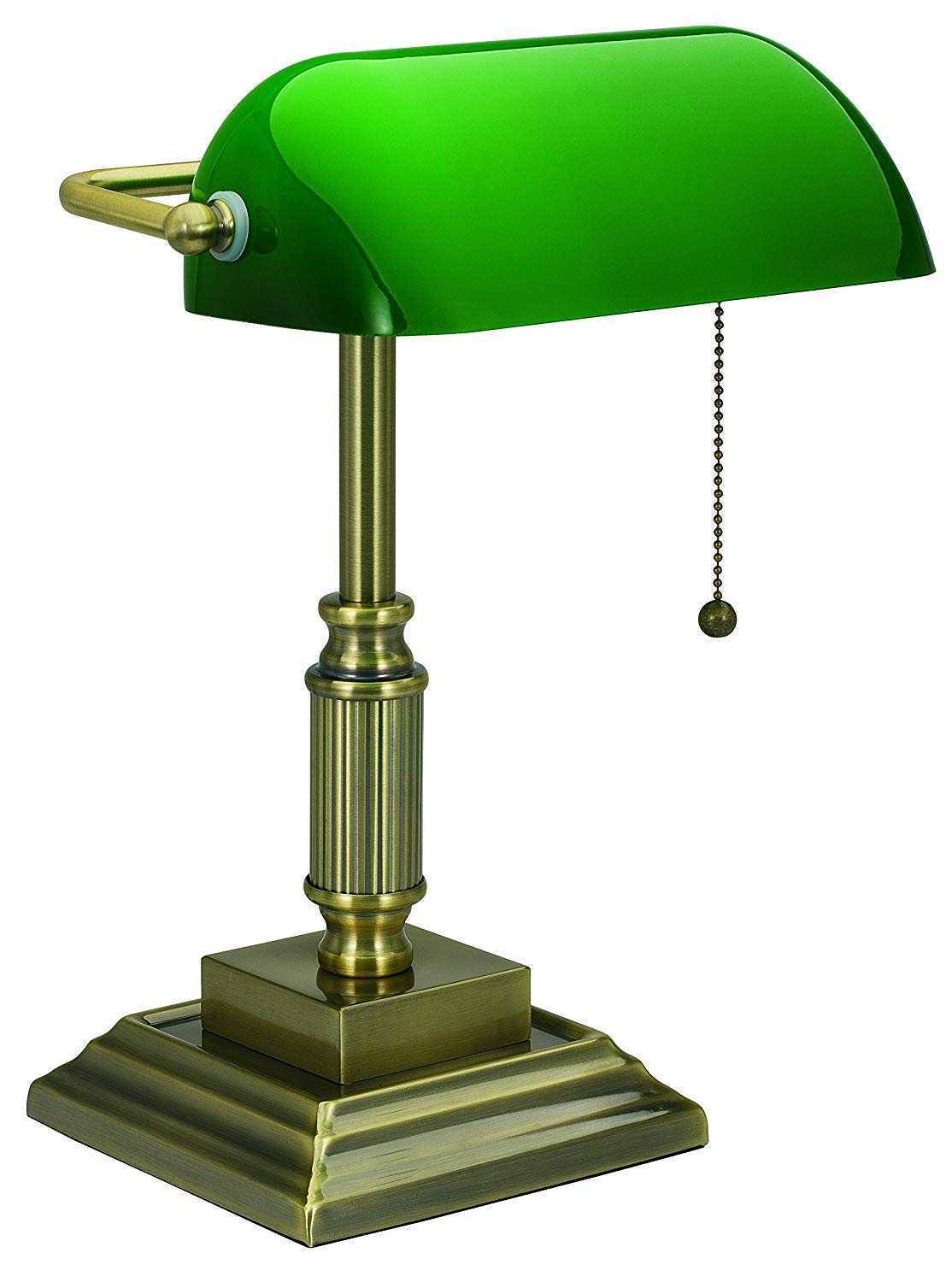 V- Light Desk Lamp, LED Light, Table Lamp, Replaceable LED Bulb, Bronze Desk Light with Green Shade