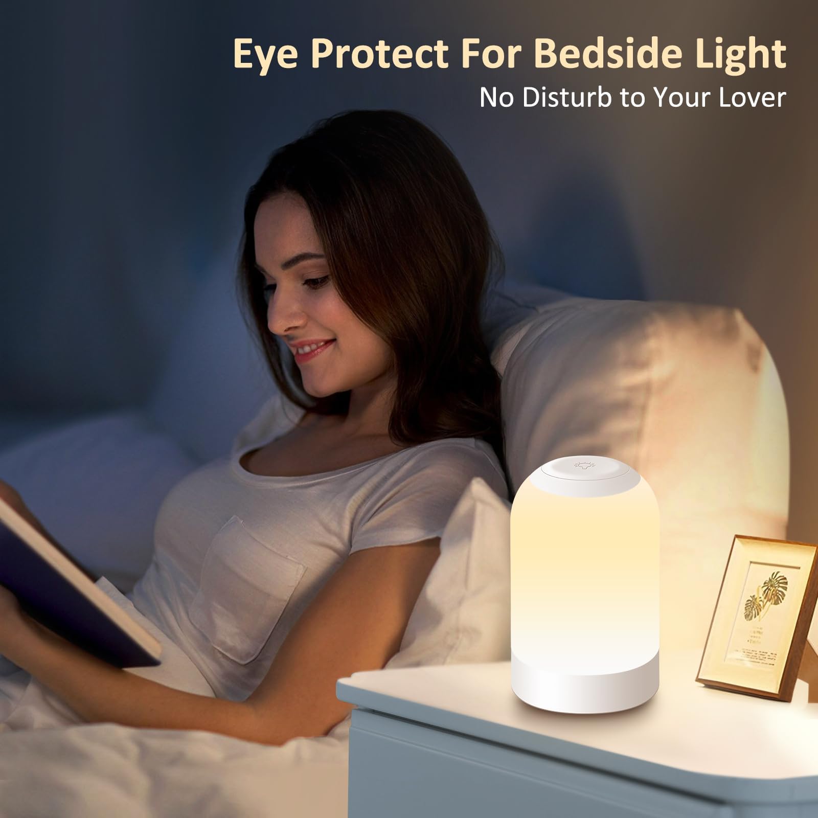 G Keni Touch Bedside Night Lamp, USB Rechargeable Mini Light, Dimmable, Small, White/Warm/Natural, Model L1