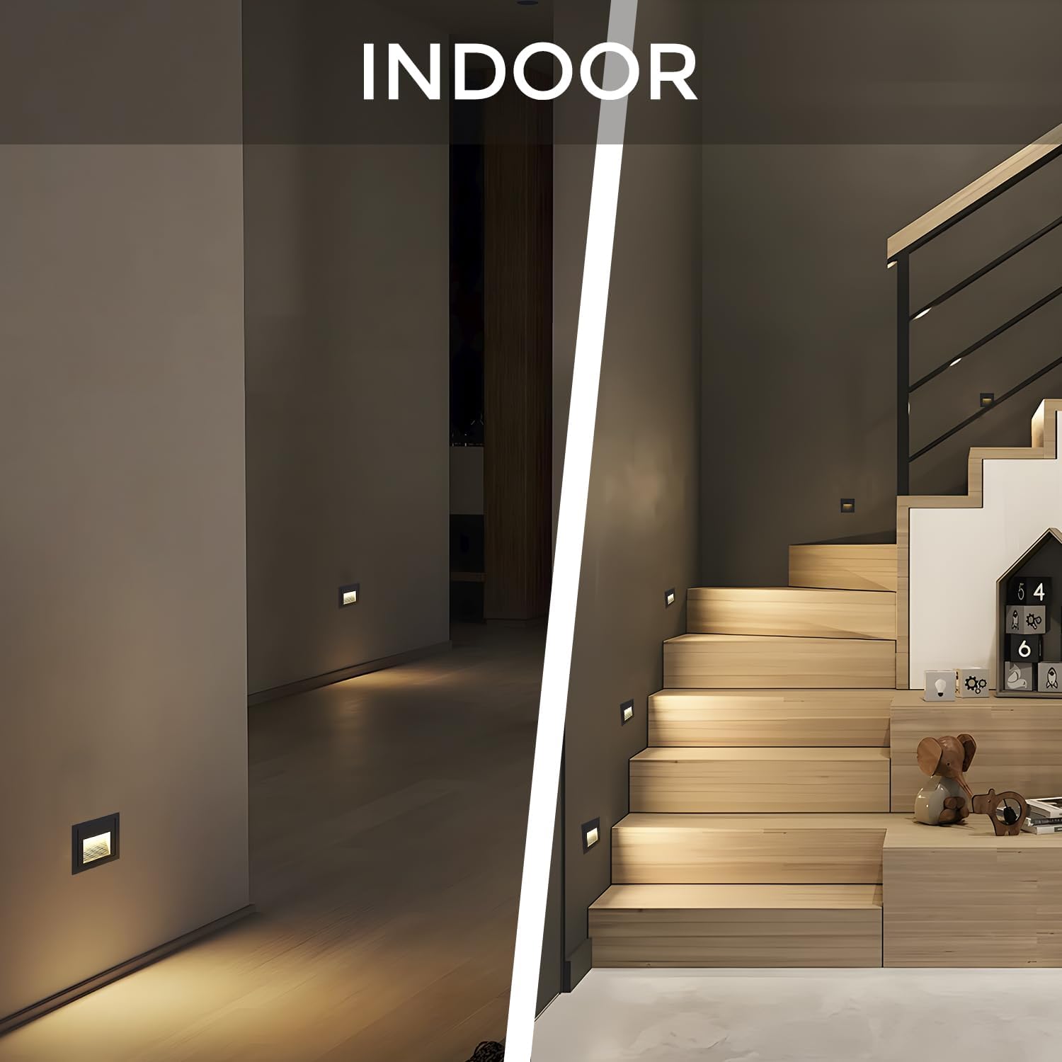 Arotelicht LED Stair Lights, 3000K Warm White, 8 Pack, IP65 Waterproof, Aluminum, Black Cover, Model WA