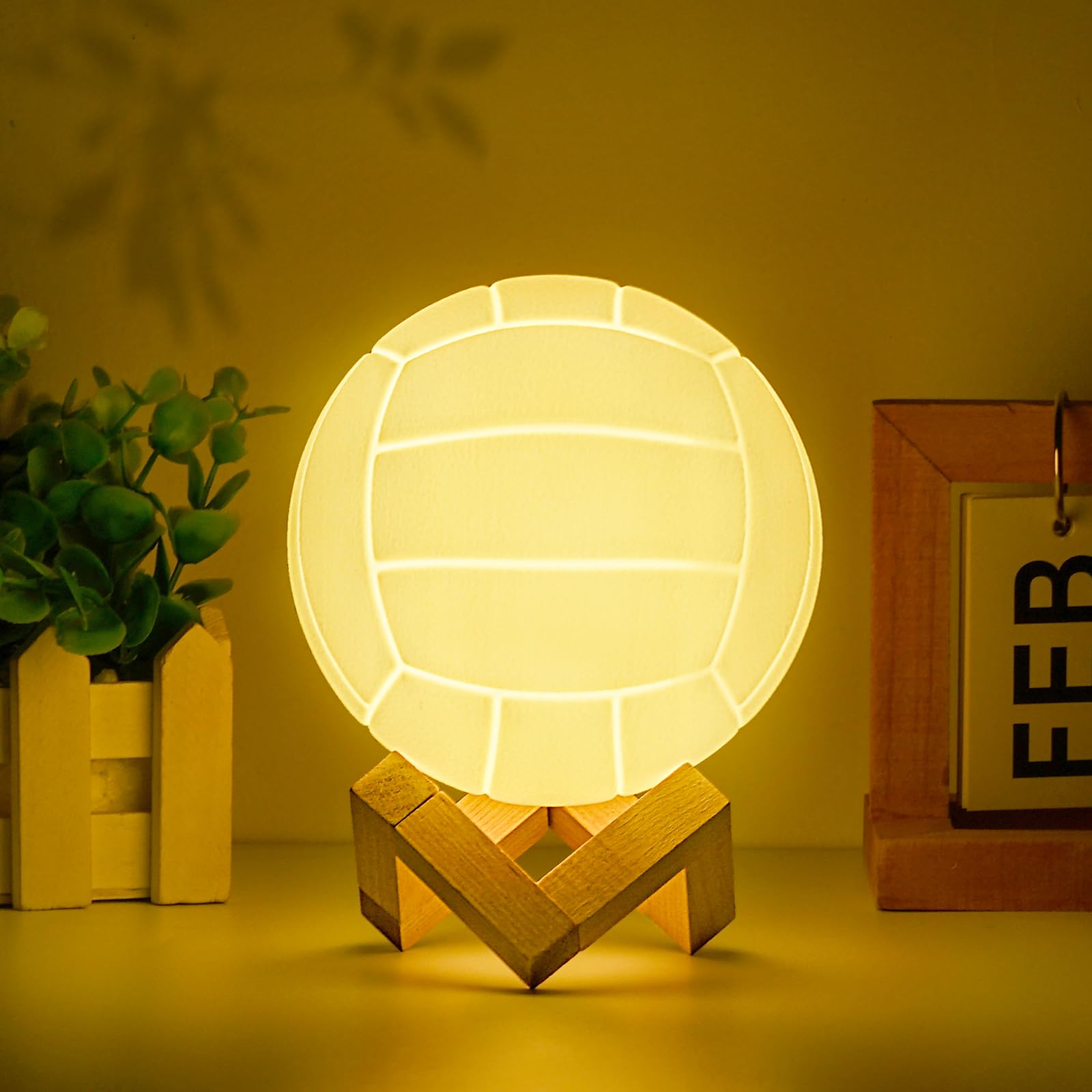 Mydhall 3D Night Light - 16 Color Volleyball Light Toy for Boys Room Birthday Gifts (4.7inches)