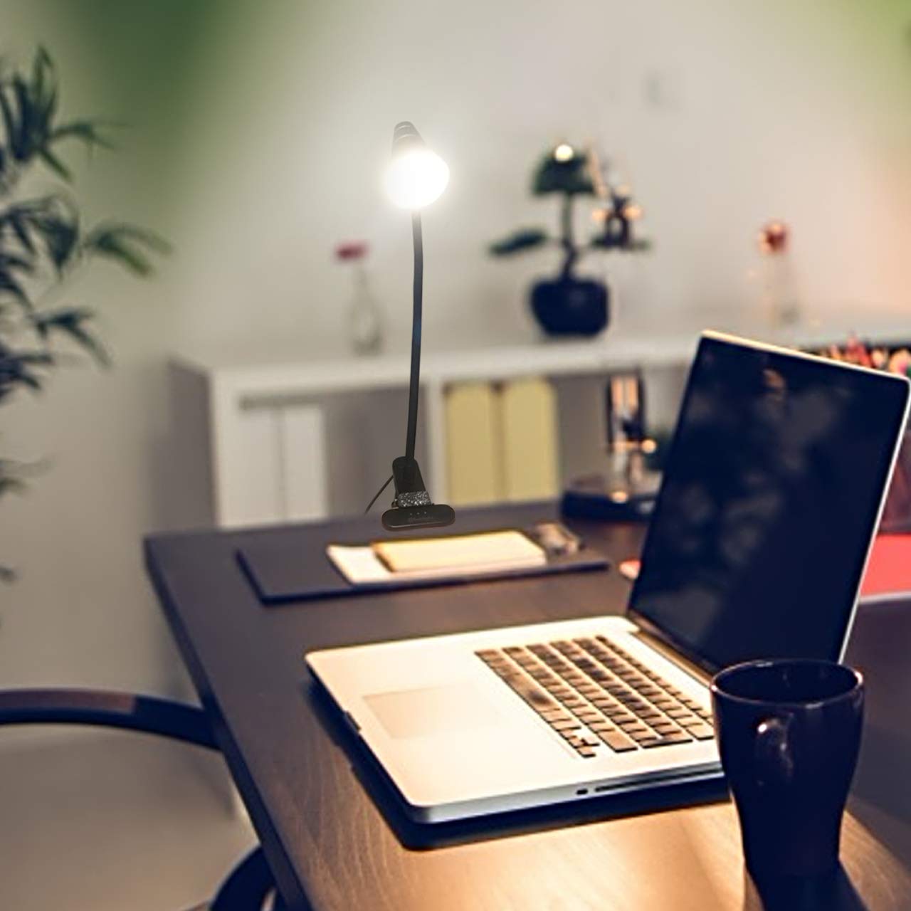 CeSunlight LED Clip Desk Lamp - Adjustable 3000K-6500K, Milky White, Model A9-WHITE-US, Strong Clamp for Bed Reading