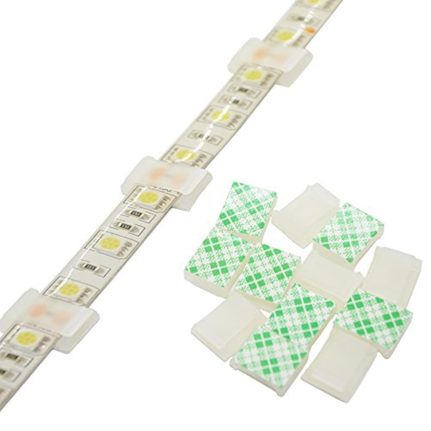 Goochan Strip Light Mounting Clips Self-Adhesive Strip Brackets Holder,100Pack Clamps Fix Light Strip 8Mm 10Mm 12Mm (For 10Mm(3/