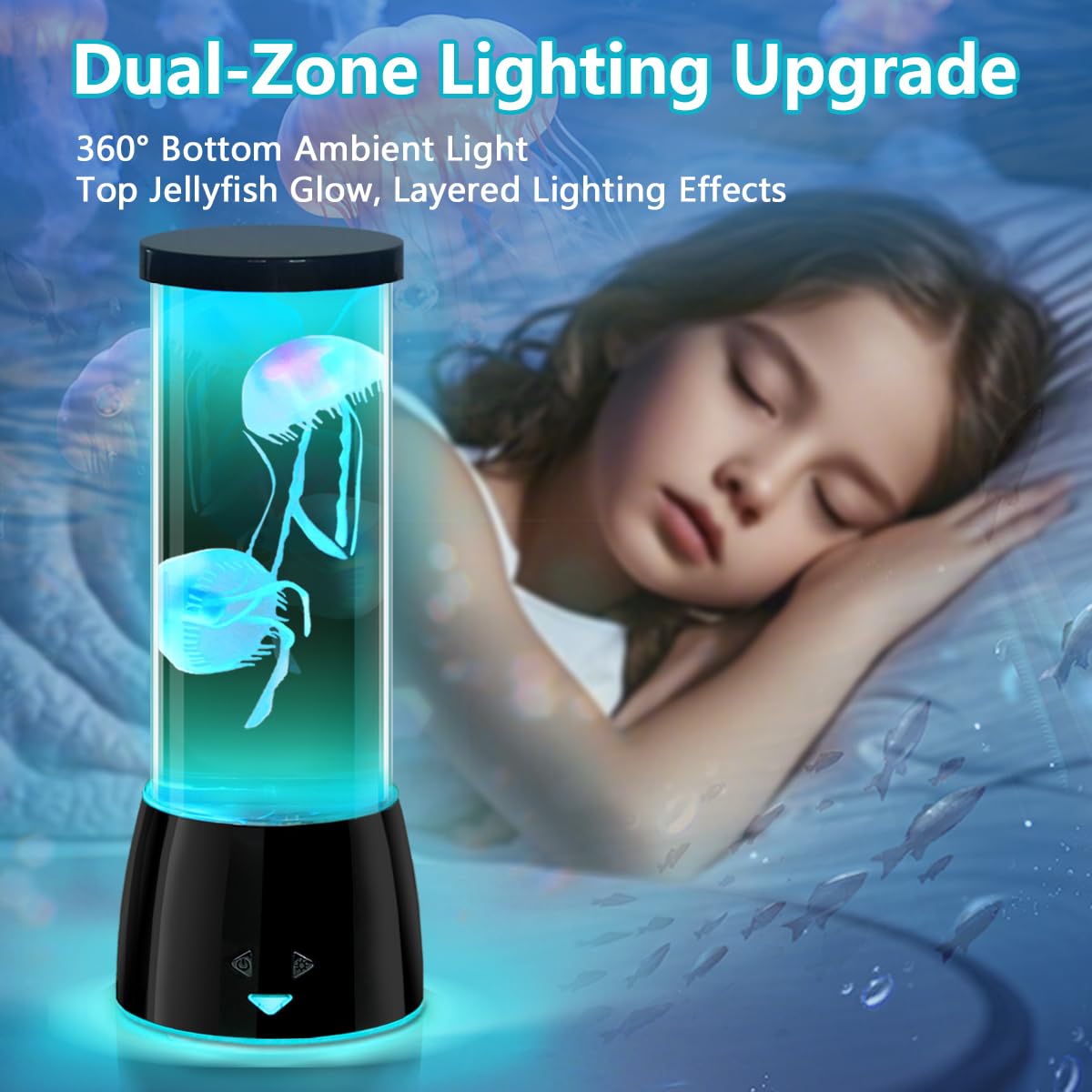 LEDHOLYT LED Jellyfish Lamp - Remote Dimmable Multi & Color Changing Mood Light - Black - Model JF6607 for Room Decoration