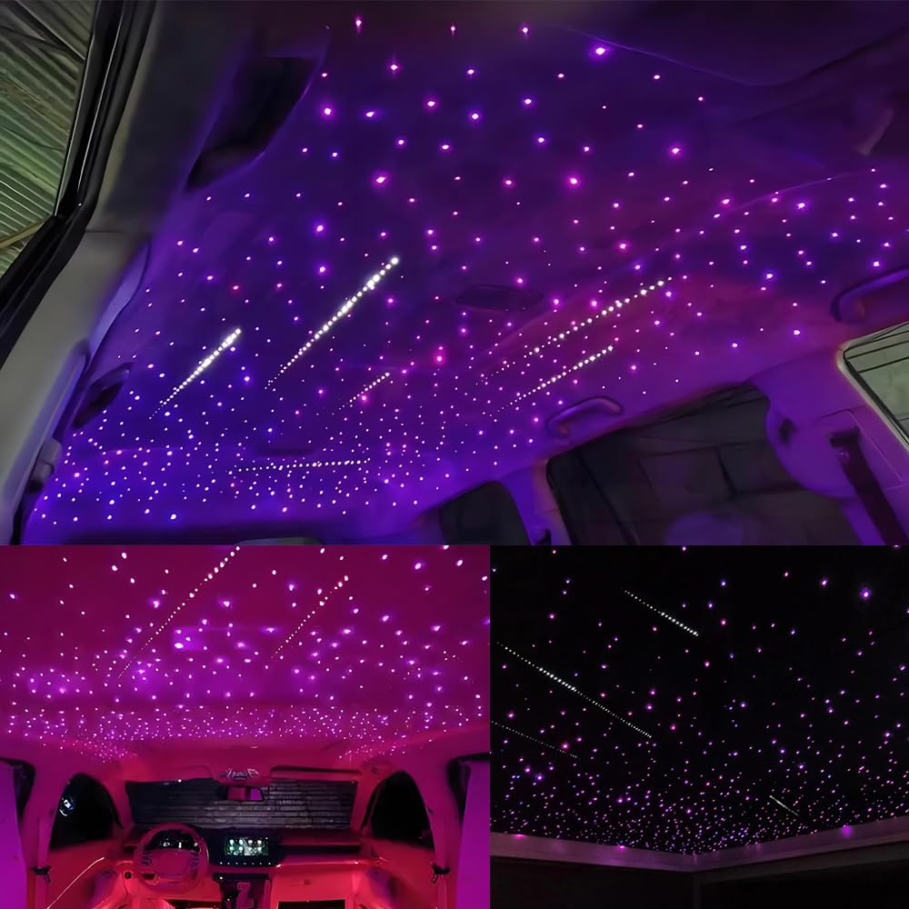 AKEPO Fiber Optic Lights Kit, Dual Head Meteor Light, 16W RGBW, 9.8ft/3m, Model QJ-L0106T, Colors: Blue, Green