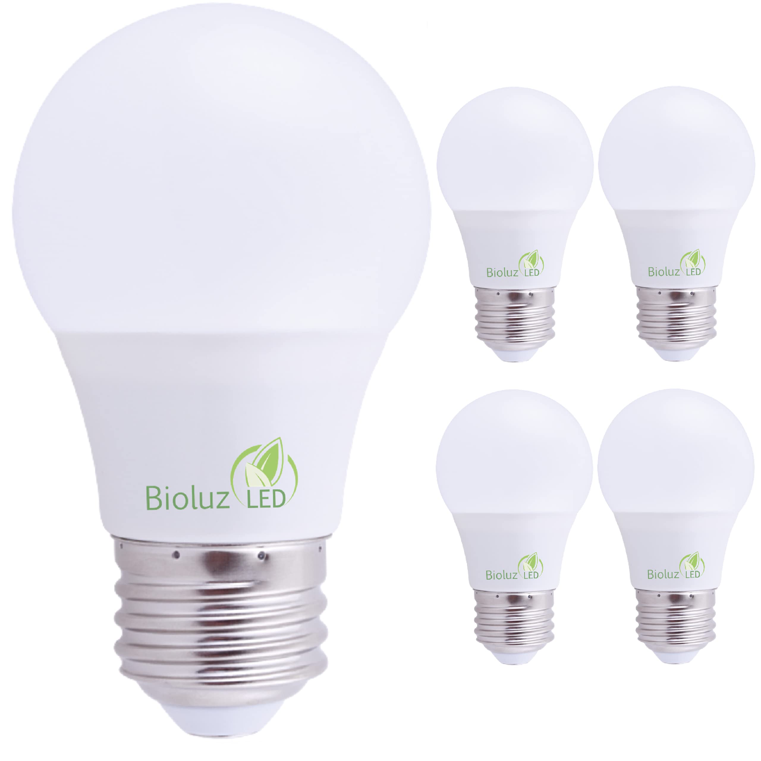 Bioluz LED Dimmable LED Light Bulbs, 60W Equivalent, Soft White 3000K, 4-Pack, Medium Base, Energy-Efficient