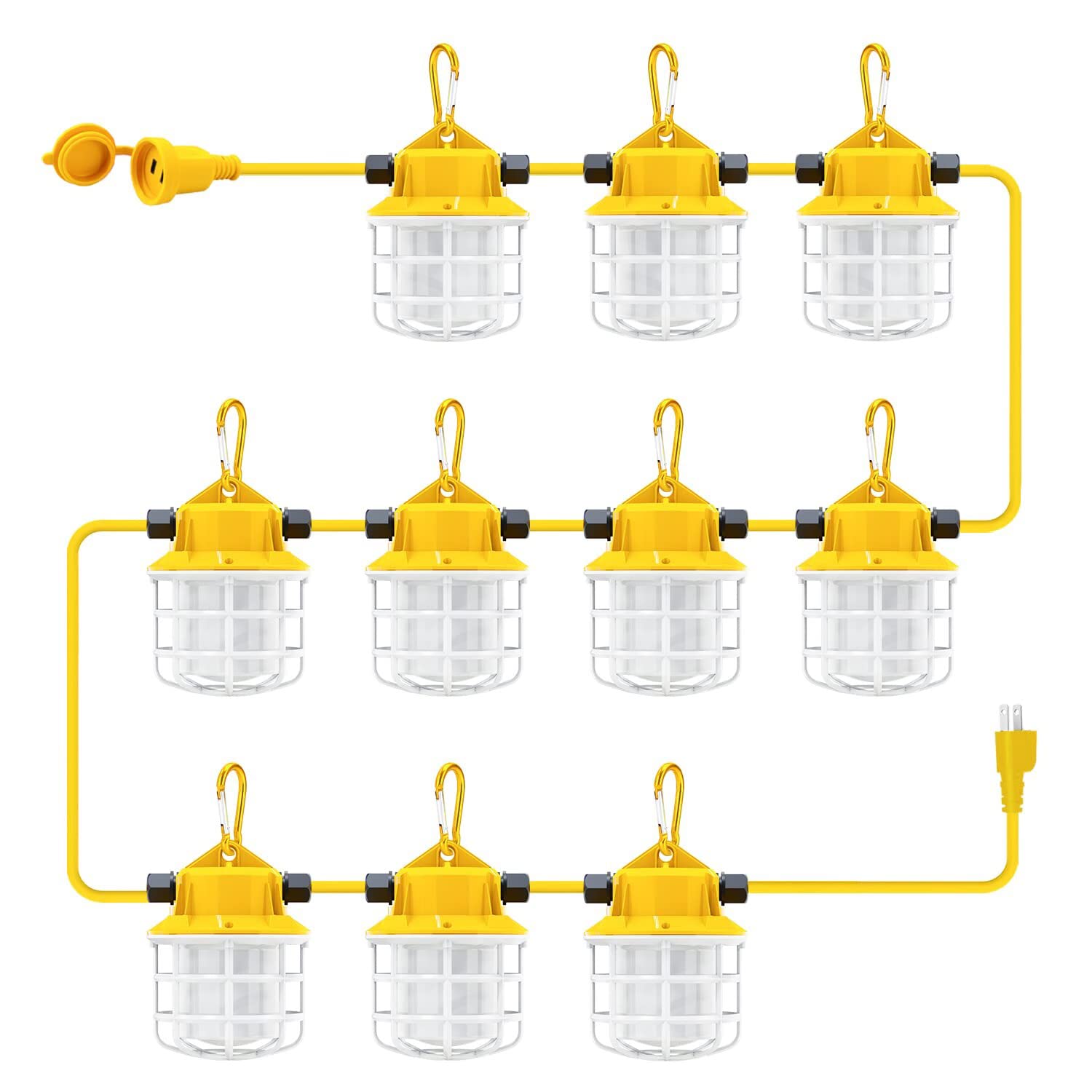 100ft LED Construction String Lights, 150W 15000LM Super Bright LED String Work Lights, Construction Temporary Lights apply to R