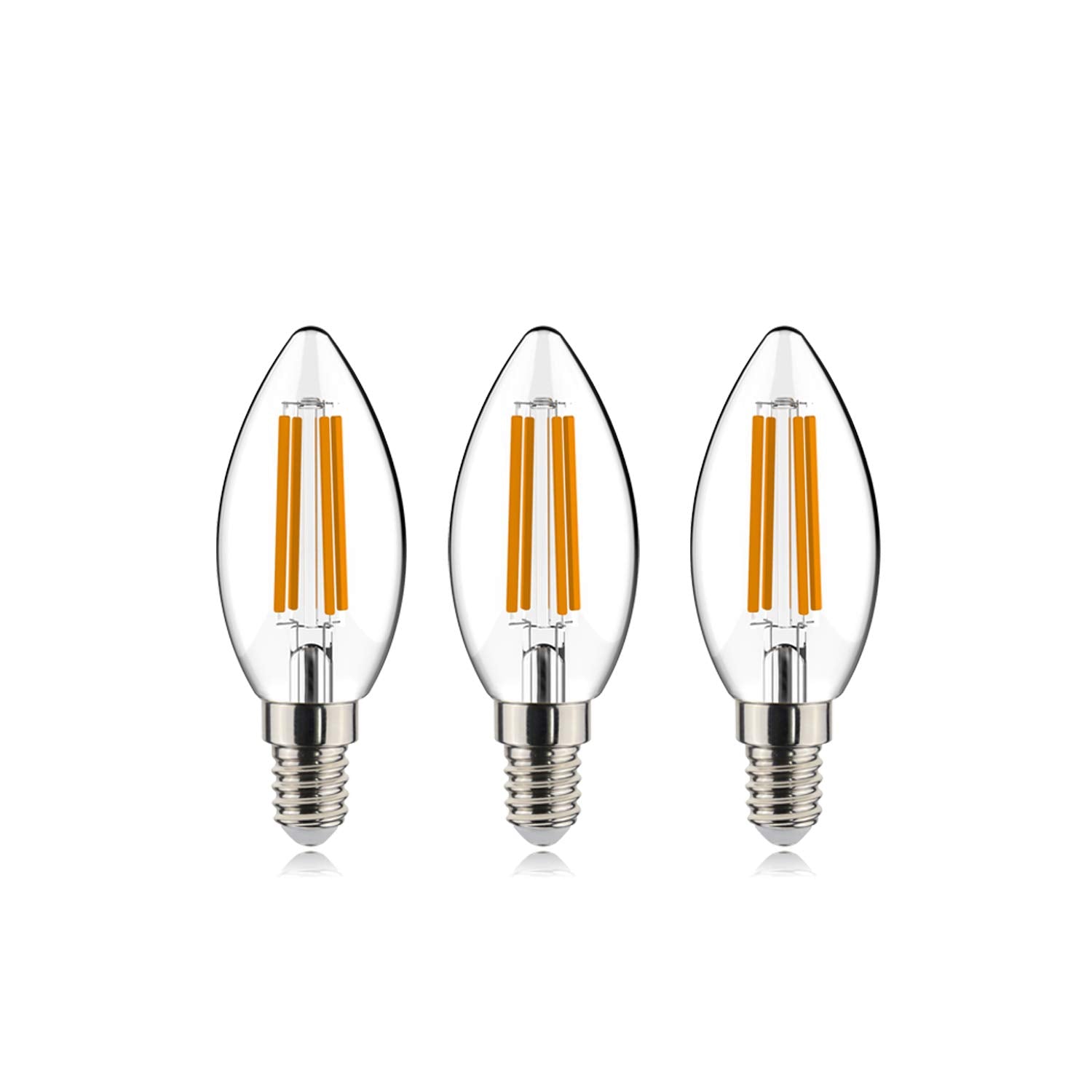 Helloify B11 Dimmable Vintage Led Edison Candelabra Bulb, 60W Equivalent, High Brightness, Warm White 2700K, Clear Glass, Candle