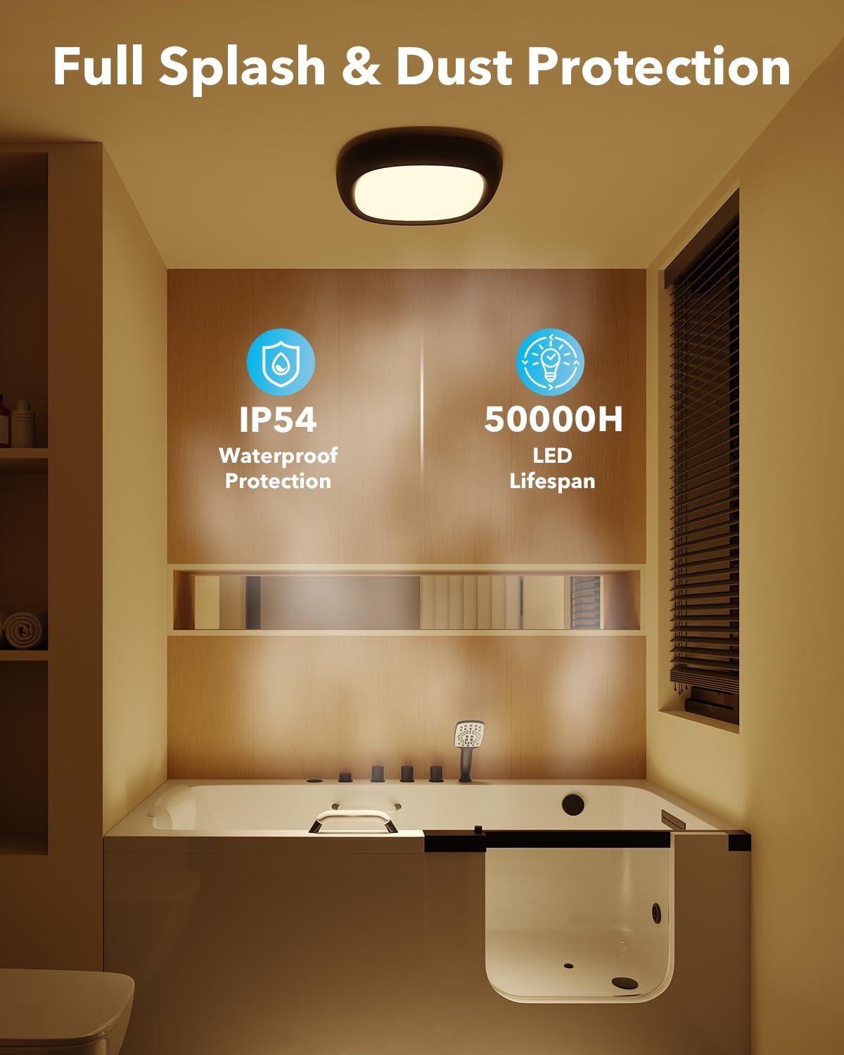 Motion Sensor Rechargeable Ceiling Light With Remote, Ip54 Waterproof 12000Mah Wireless Shower Light, Battery Operated Closet Li