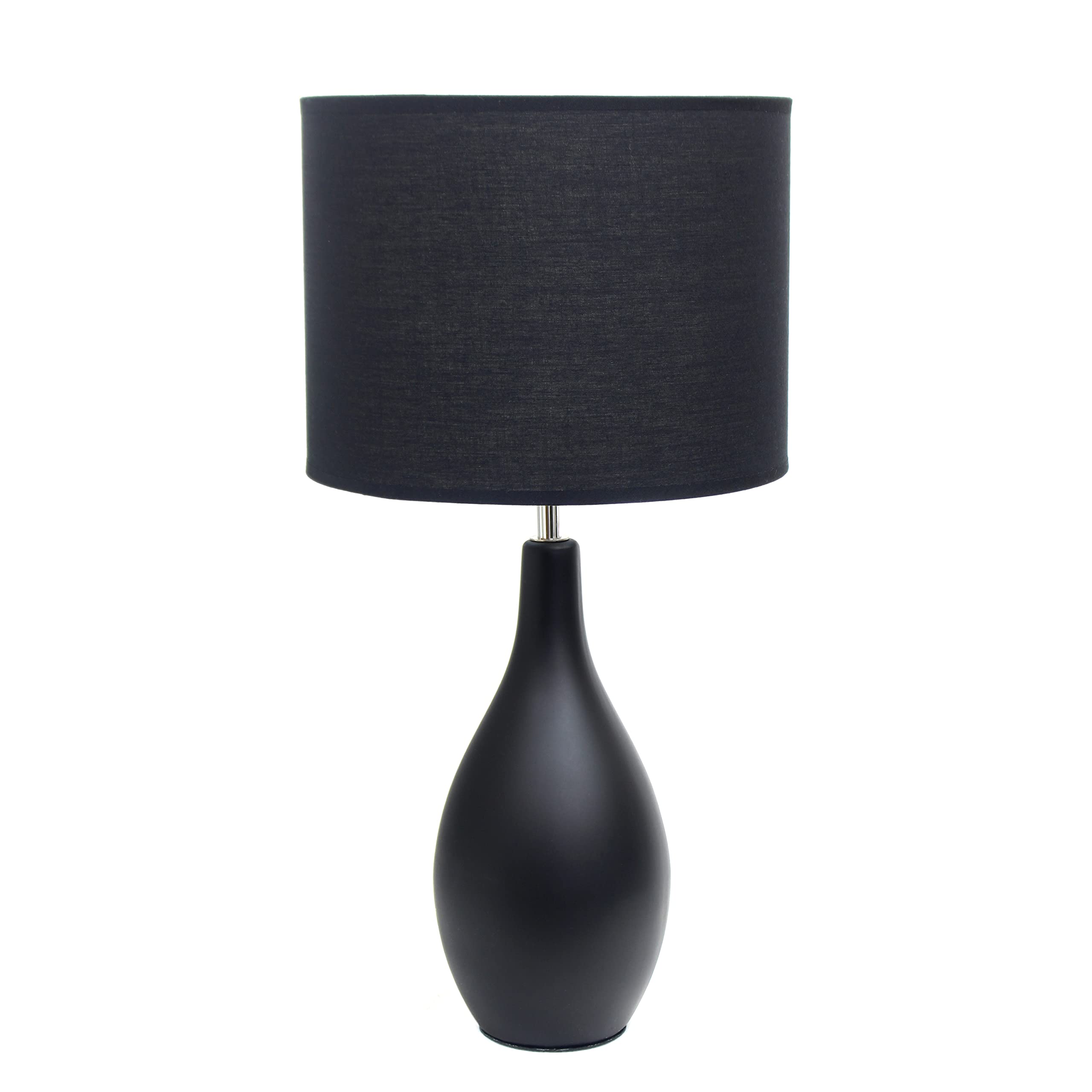 Simple Designs Lt2002-Blk Oval Bowling Pin Base Ceramic Table Lamp, Black
