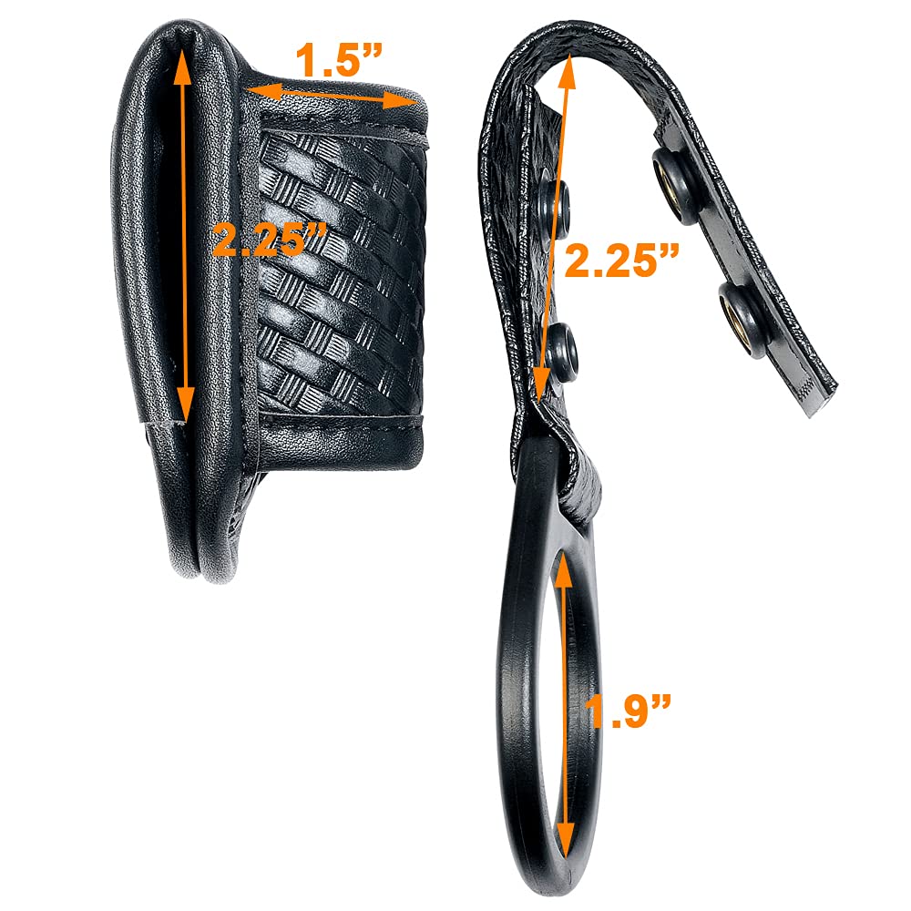 Taftacfr Compact Flashlight Holder(Open Top)+ Flashlight Ring Strap Holder Hold Mag Lite And Other D/C Cell Flashlights(Basketweave Hidden Snap)