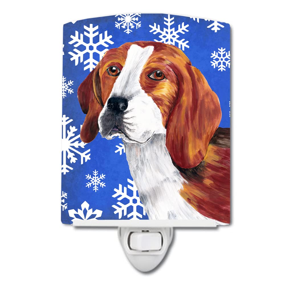 Carolines Treasures Night Light Beagle Winter Snowflakes Ceramic 6x4x3in Multicolor Model SC9369CNL