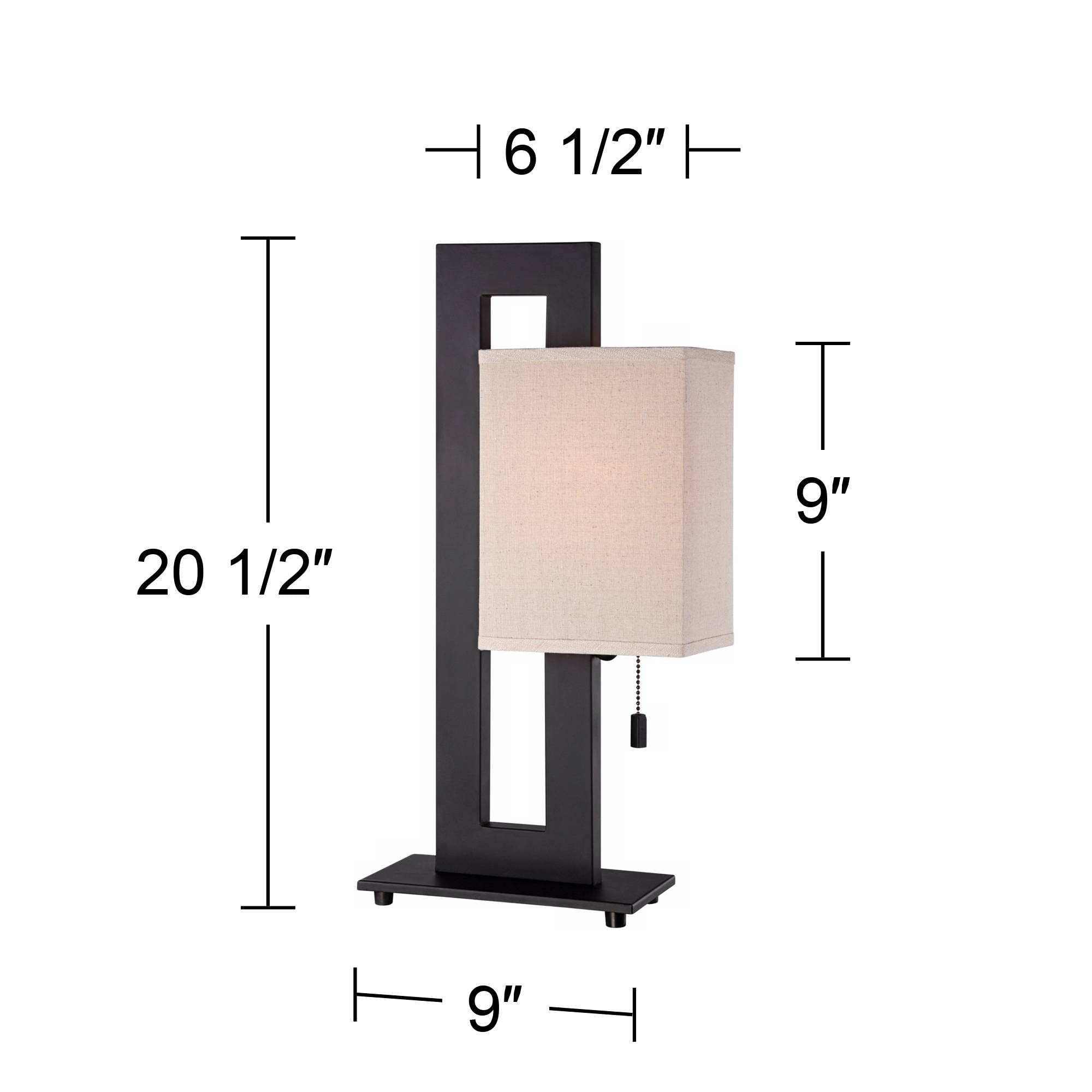 360 Lighting Modern Accent Table Lamp 20.5'' High Rich Espresso Bronze Brown Open Rectangular Metal Base Oatmeal Floating Box Sh