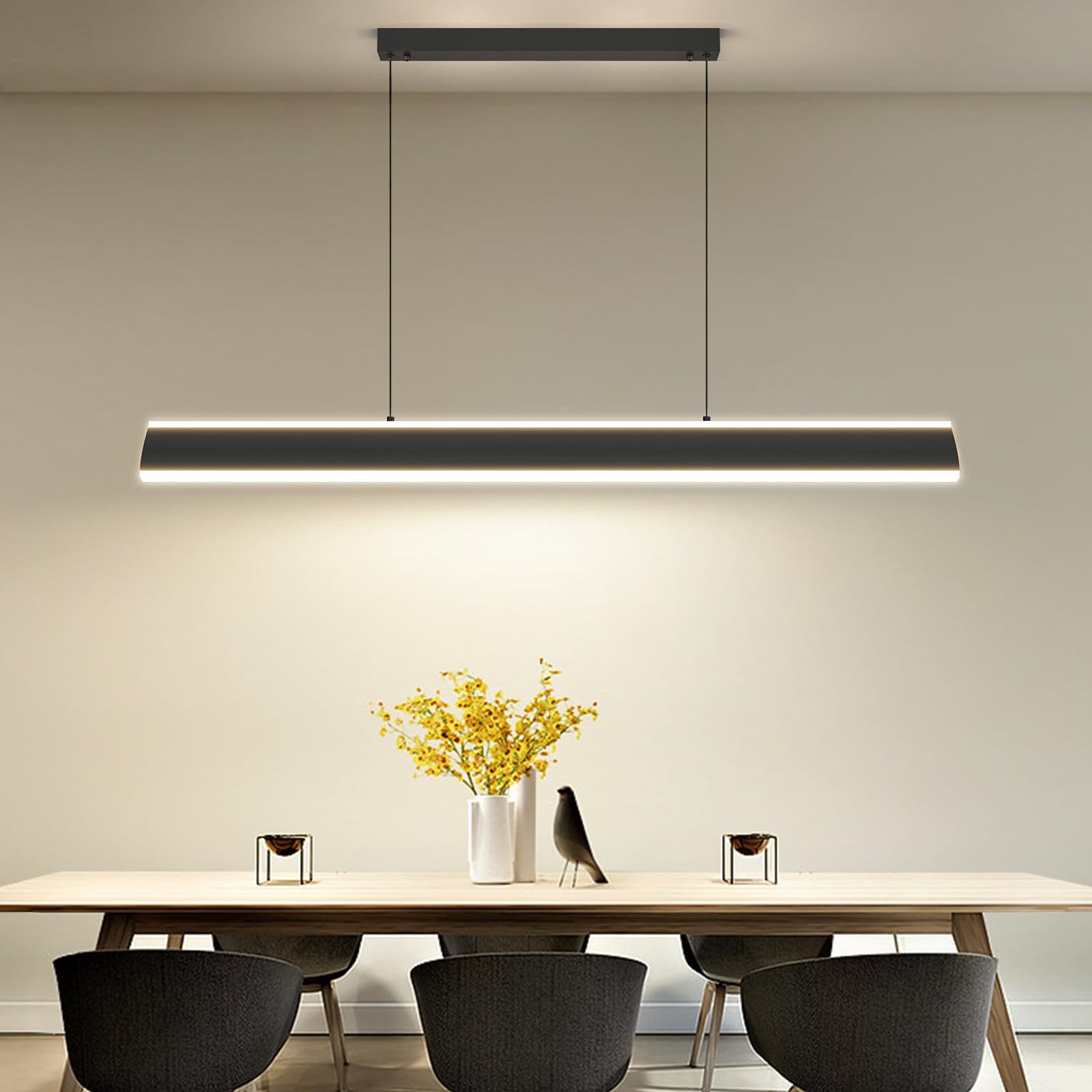 Modern Chandelier Light, 47In Led Pendant Light With Remote Control 3000K-6500K Adjustable Color Temperature,Aluminum Island Lighting Lamp For Dining Room, Living Room