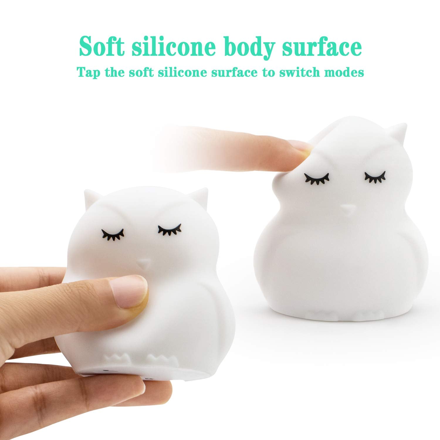 Glinrui Owl Night Light Baby Light Bedside Lamp Child, Silicone Nursery Lamp For Breastfeeding Bedroom Mood Lights, Eye Caring, Adjustable Brightness & Color, Time Setting, Holiday Gifts - Medium