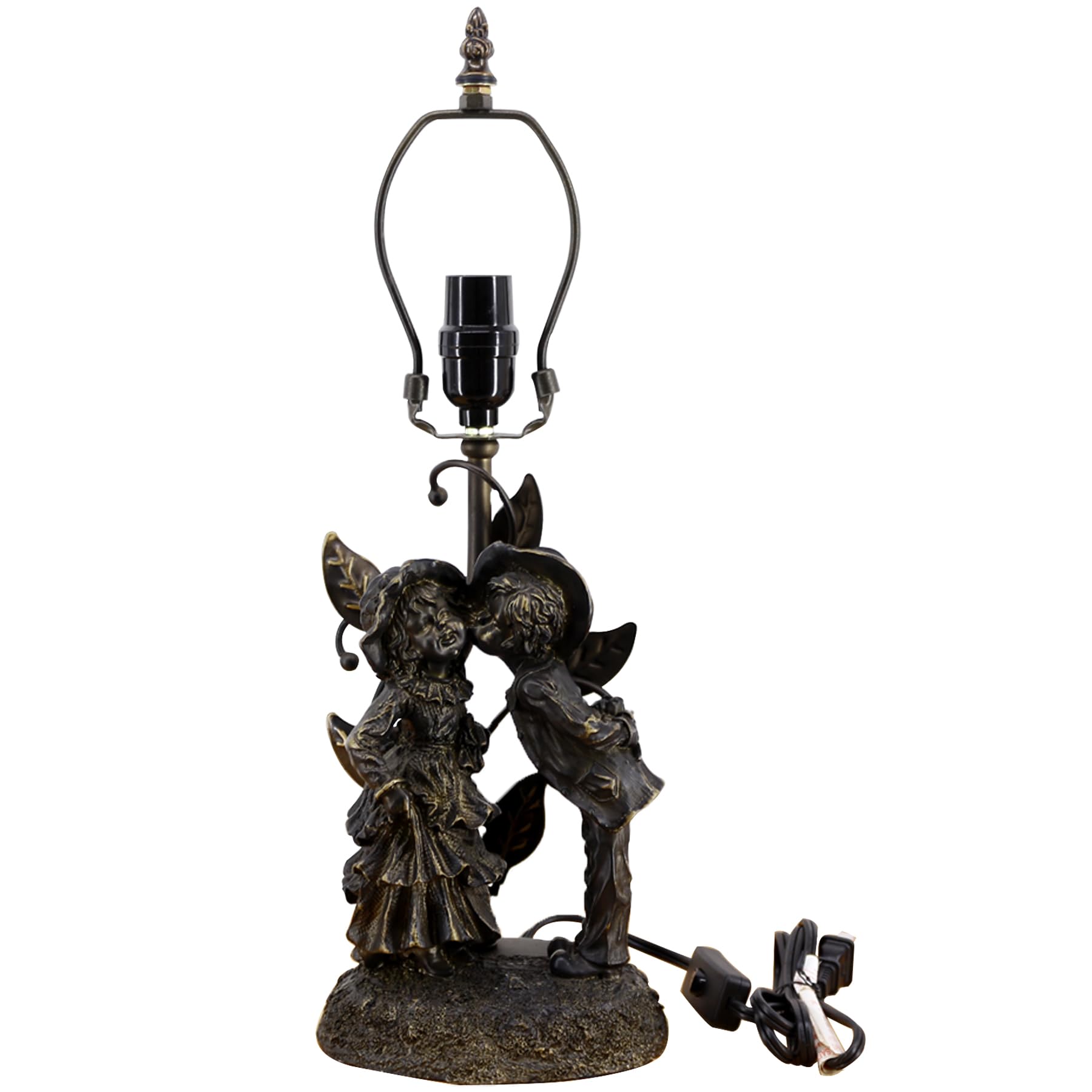 TCODTPOL Tiffany Table Lamp Base Replacement Only Fit for Stained Glass Table Lamp Shade, Resin Finished in Bronze with Harp and