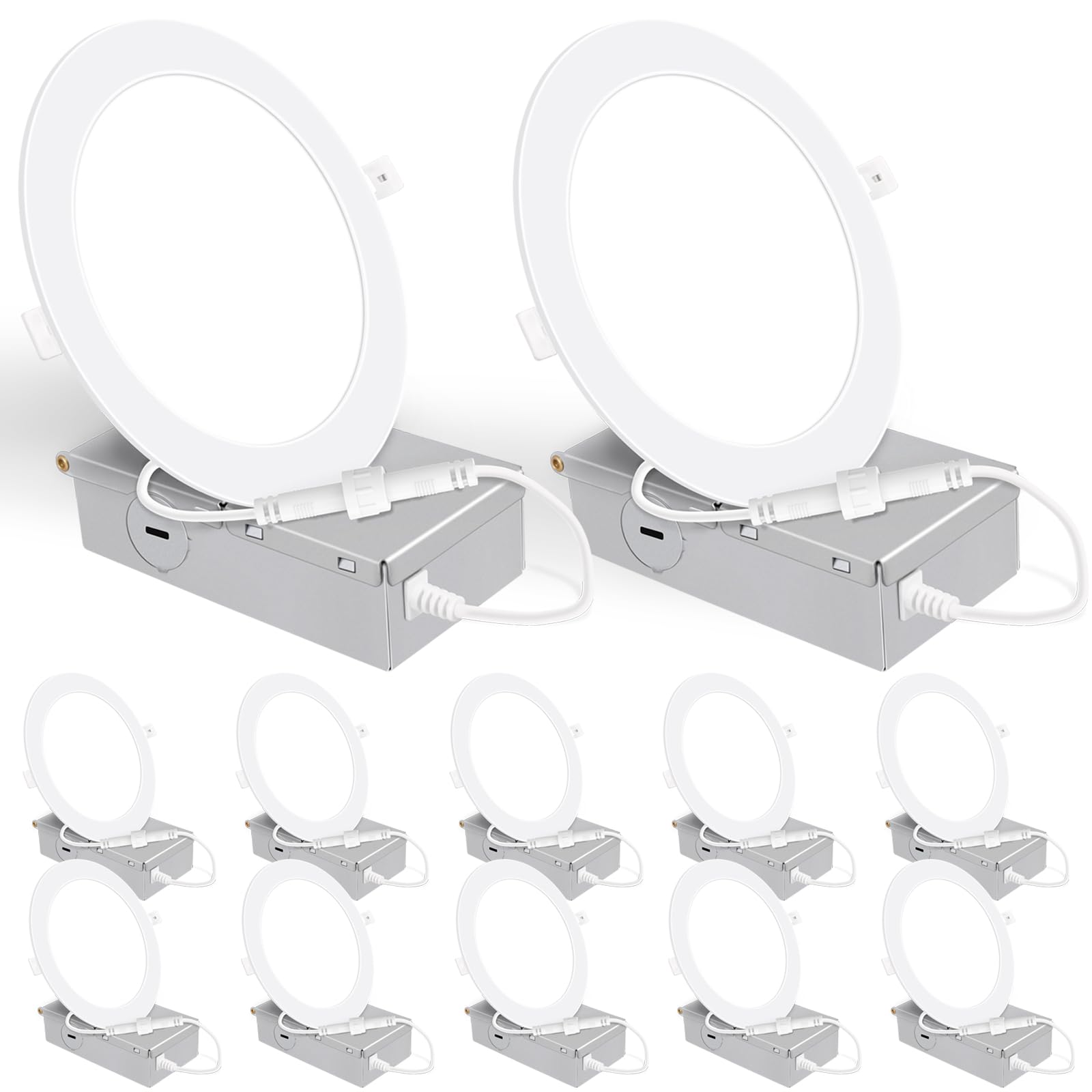 Energetic Lighting 12 Pack 6 Inch Slim LED Recessed Light, 900LM, 5000K Daylight, Dimmable, ETL & FCC Certified, Model JY