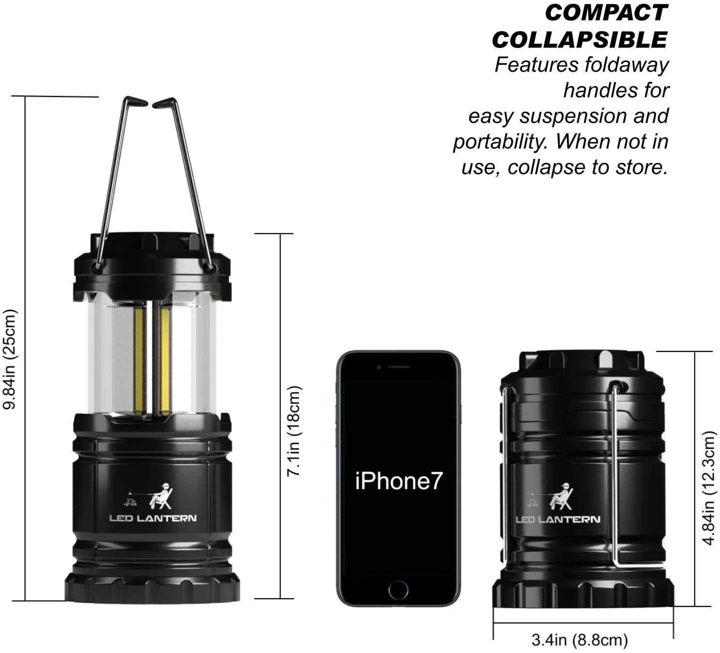 MalloMe LED Camping Lantern Flashlights 2 Pack - Super Bright - 350 Lumen Portable Outdoor Lights - AA Batteries Required, Not I