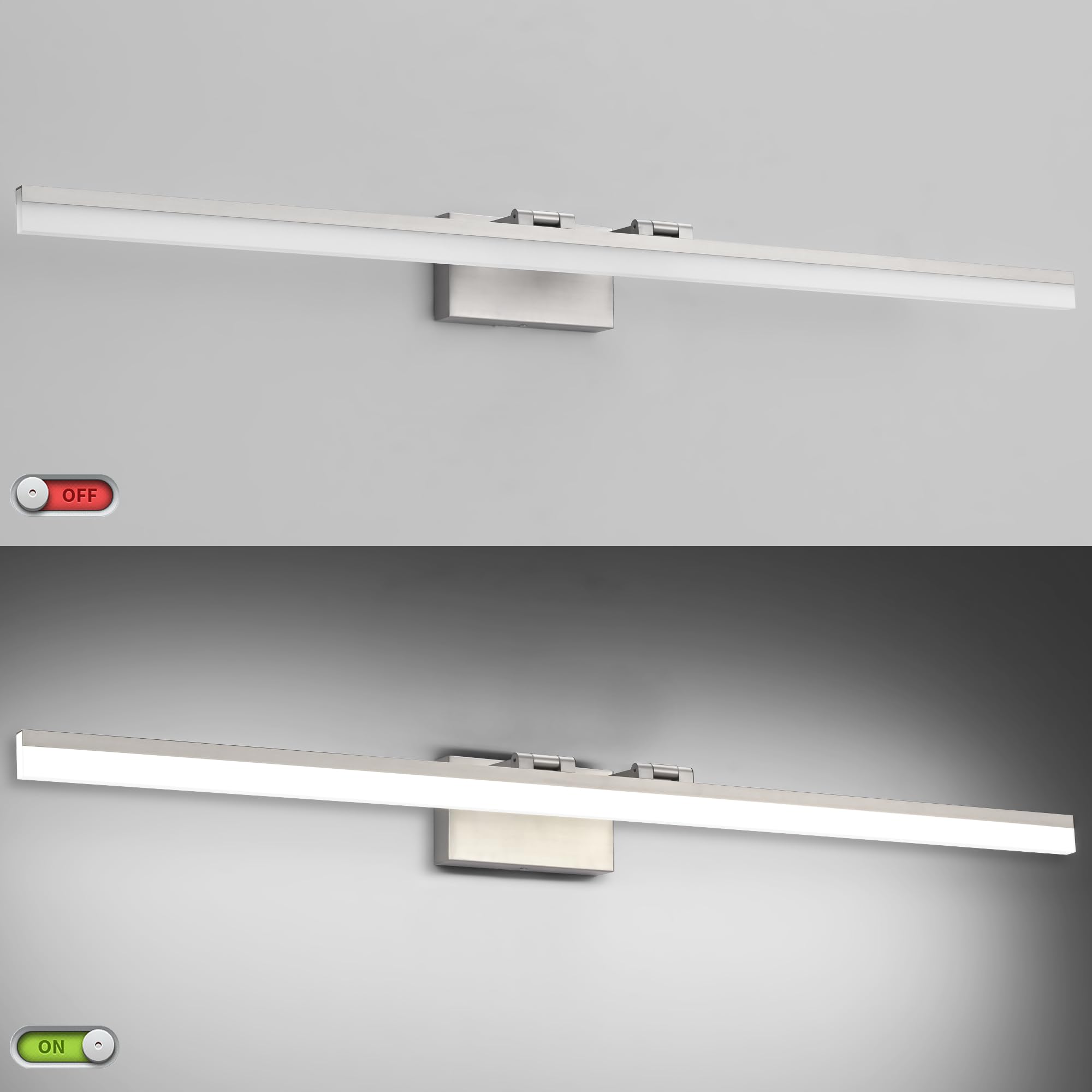 SOLFART Bathroom Light Fixture LED 5CCT Dimmable 48-Inch Brushed Nickel Vanity Lights Over Mirror Aluminum Modern Model 8778-1220mm-NK-5CCT