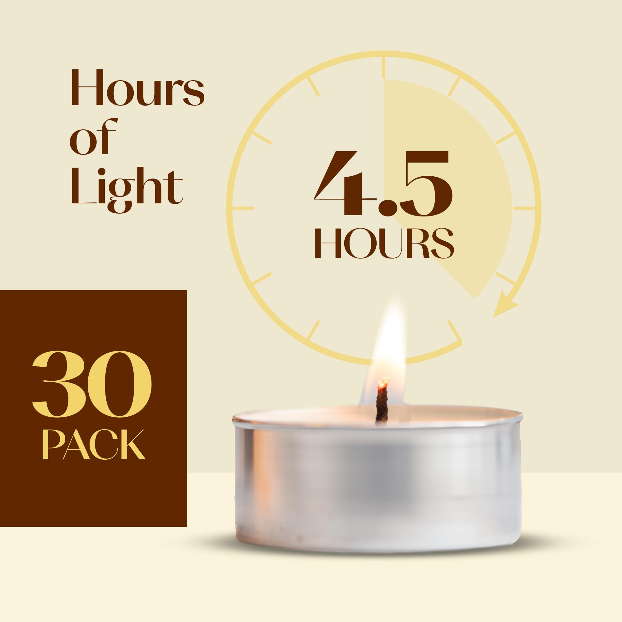 Beige Scented Tealight Candles - Pack Of 30 Scented Tea Light Candles With Long Lasting Aromas - Cotton Blossom Fragranced Beige Tealight Candles - 4 Hour Burn Time