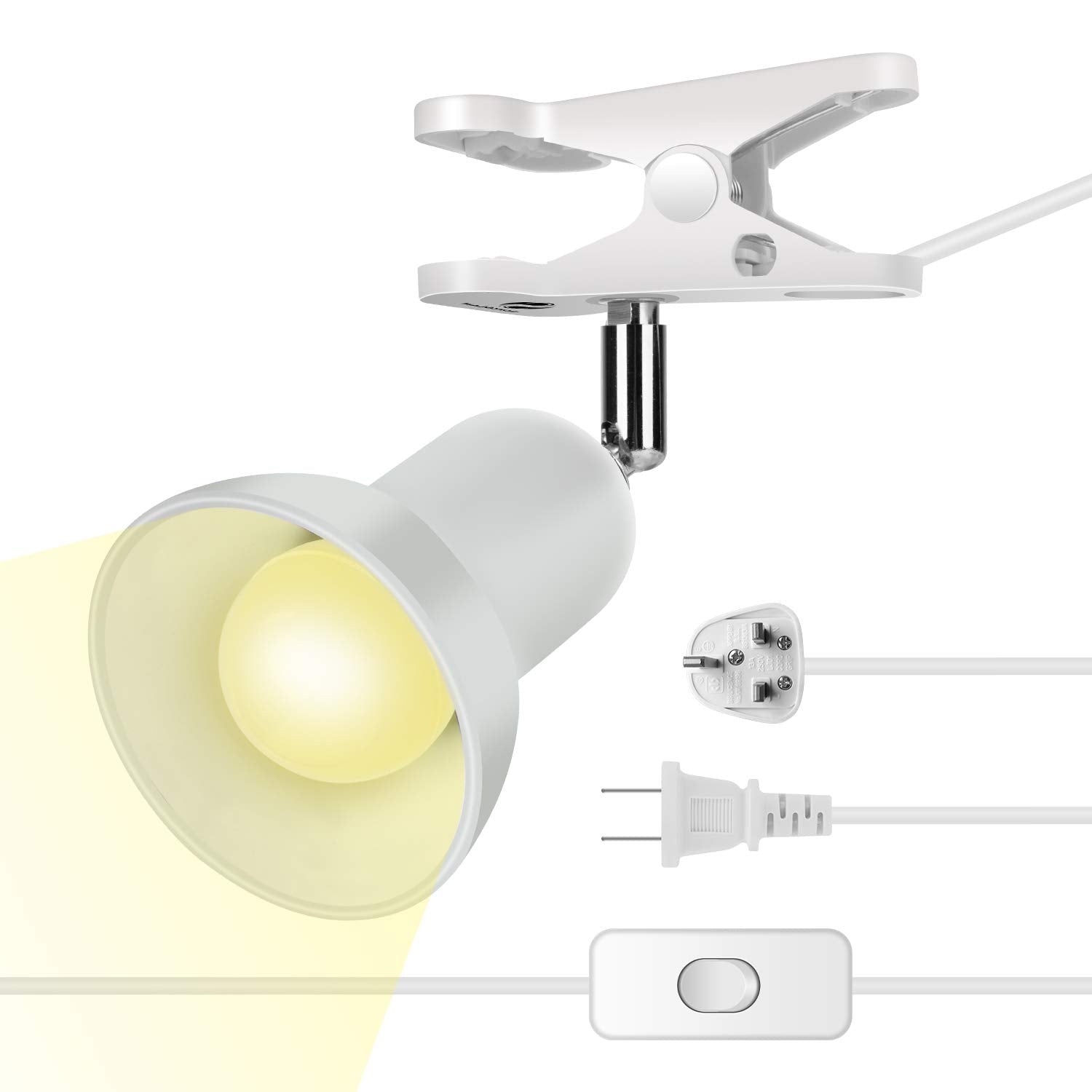 Sun-Rising 360° Clip-On Desk Lamp, Portable Book Light, White 2, Ideal For Home & Reading