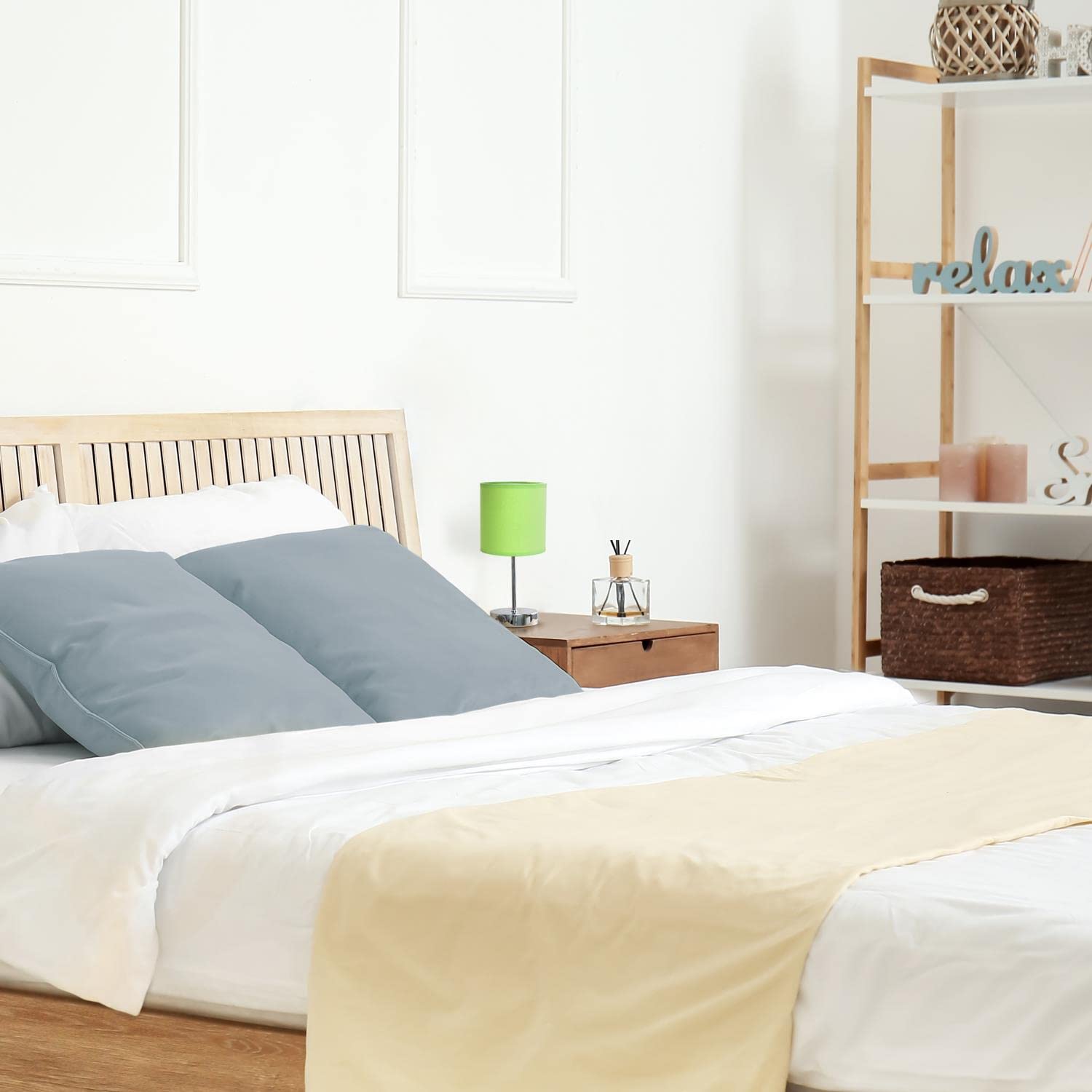 Creekwood Home Nauru 11.81&quot; Chrome Metal Bedside Table Desk Lamp With Fabric Shade