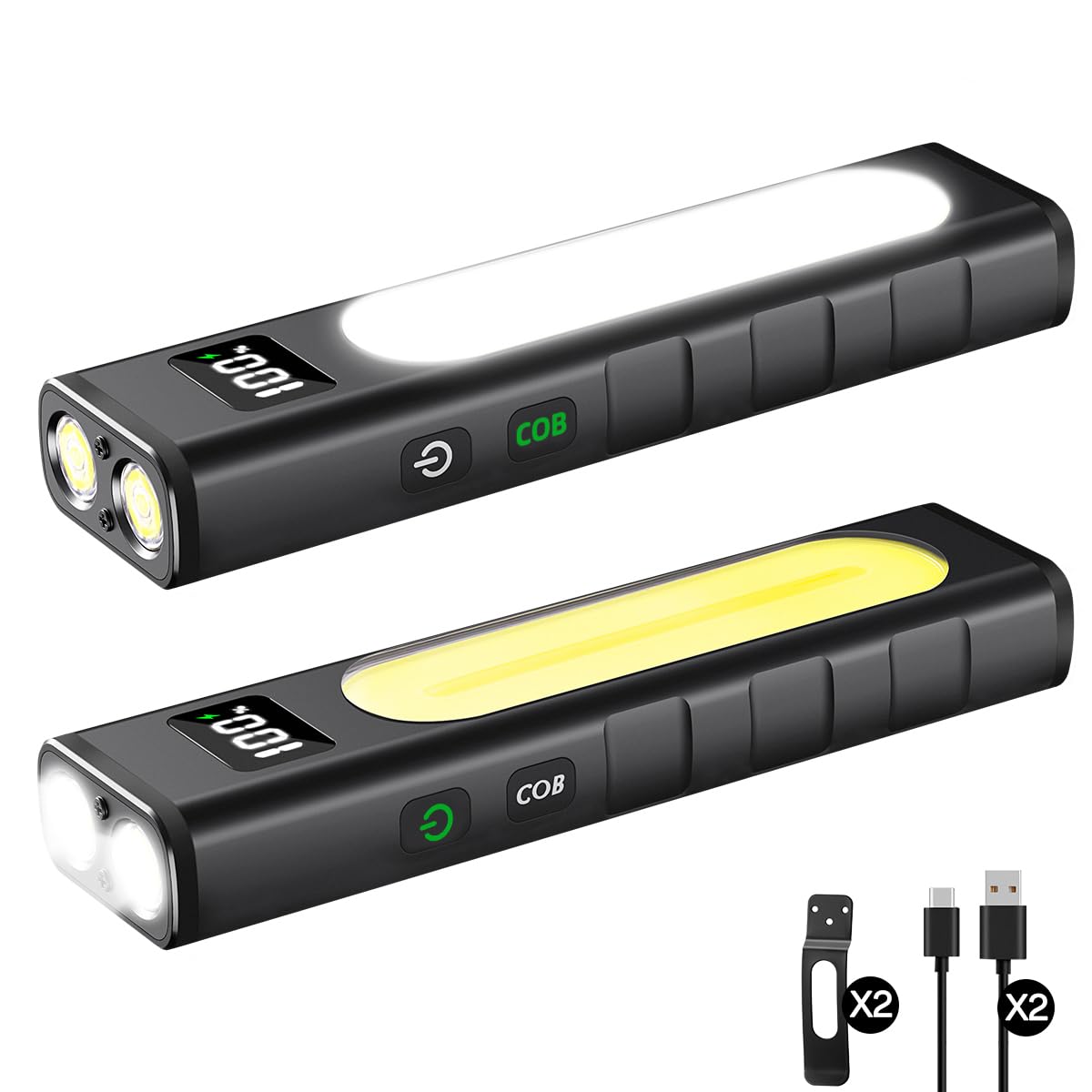 Rechargeable Flashlights High Lumens 1800  Flat EDC Flashlight Rechargeable  Magnetic Pocket Flashlight Super Bright  Powerful LED Flashlight for Home  Tactical Flash Lights as Christmas Gifts for Men