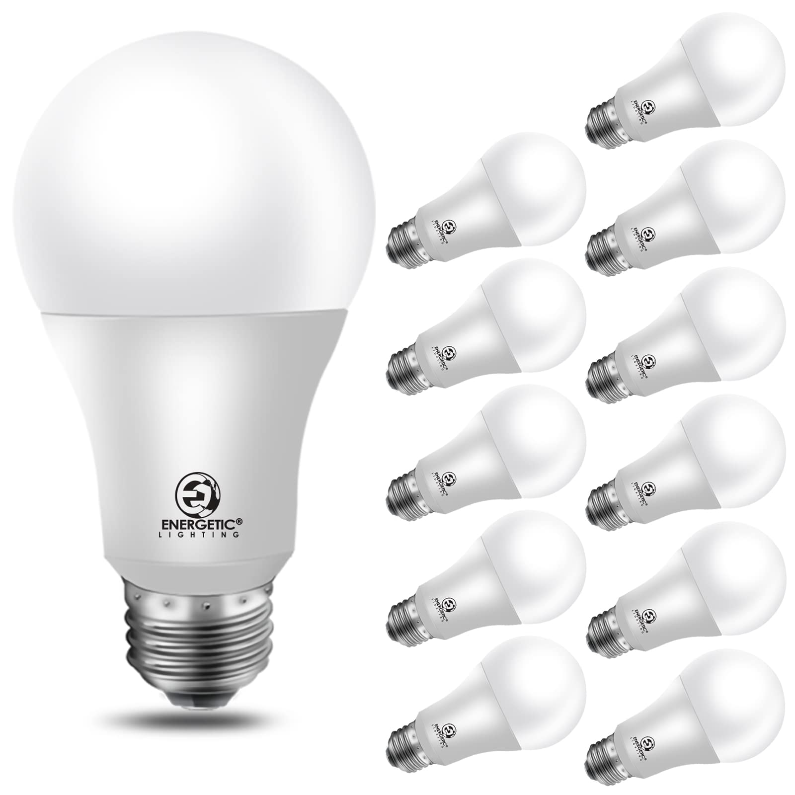 Energetic 12-Pack A19 Led Bulb 100W Cool White 4000K Dimmable Light Bulbs, 13.5W 1600Lm Cri80+, 15000Hrs, Ul Listed