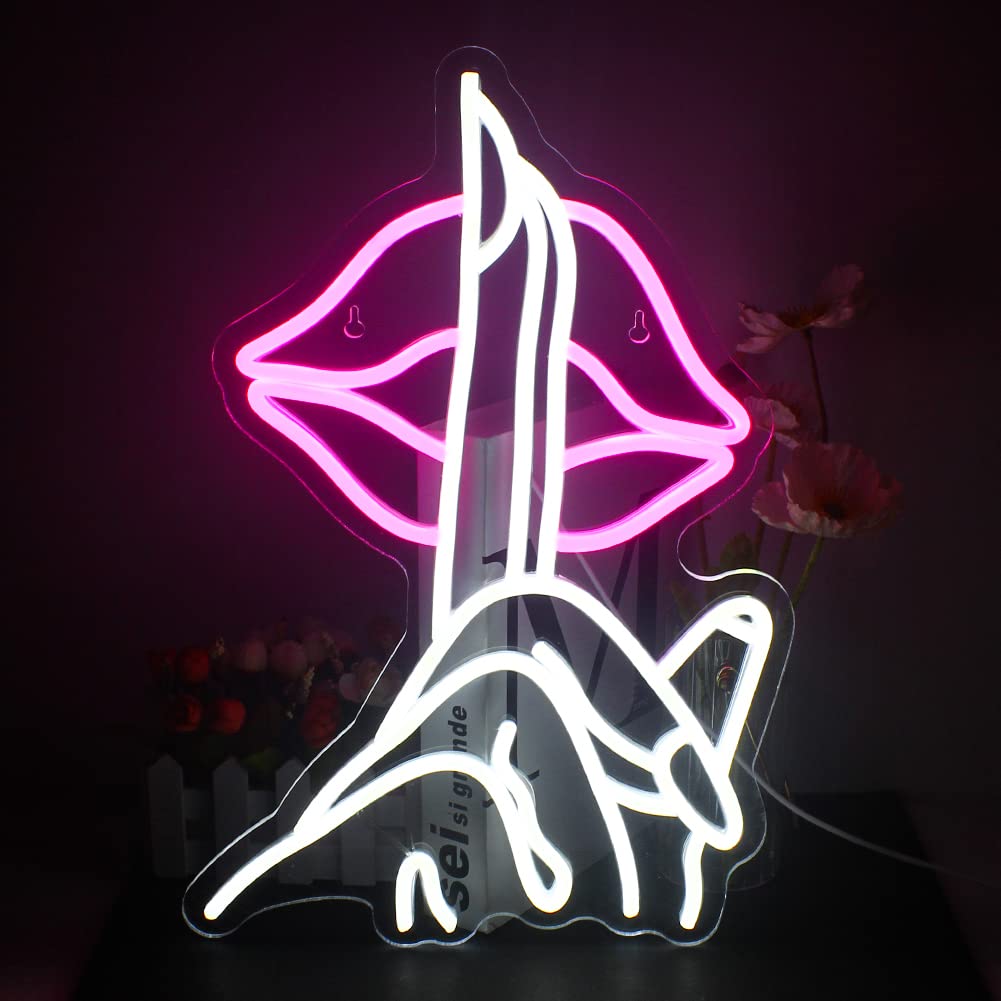 JURONGYILU Neon Lips Sign LED Wall Decor USB Powered Acrylic 16.5inx11.2in Colorful-lip Model