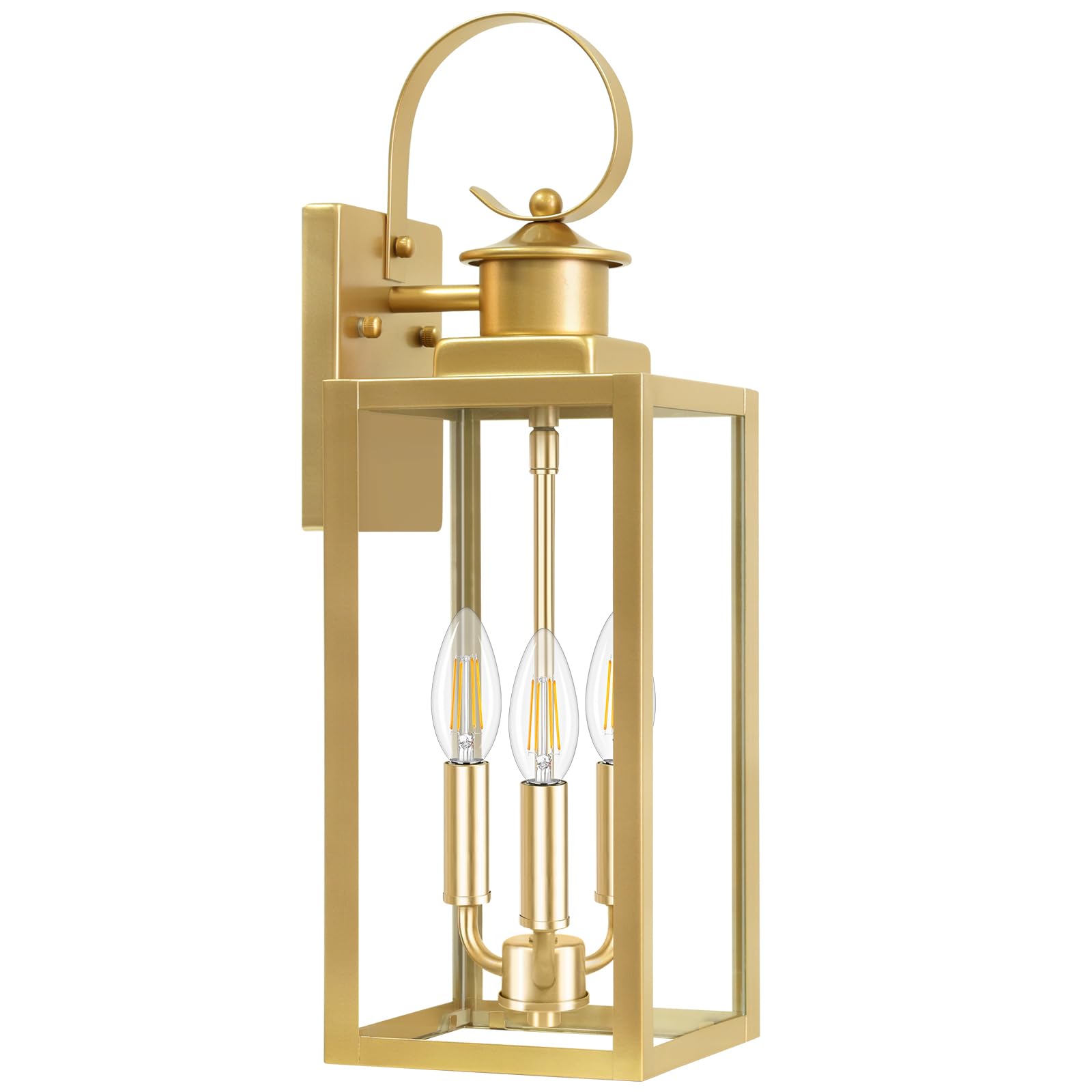19'' Large Outdoor Wall Lantern, Gold Waterproof Outside Wall Sconce Lights for House, Anti-Rust Exterior Lighting Fxitures with