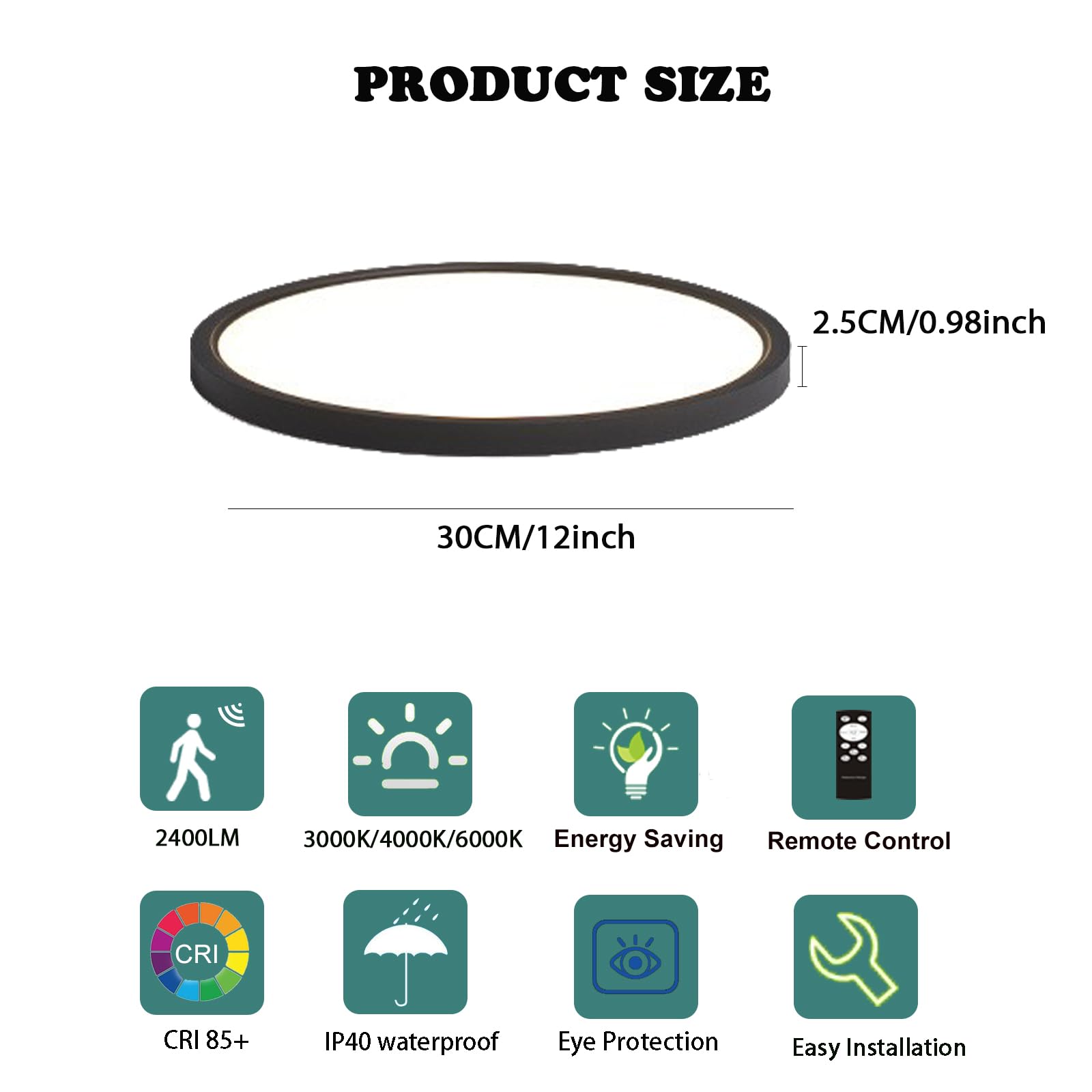 Zsyubo 12 Inch Motion Sensor Light Indoor, Flush Mount Light Fixture, Motion Sensor Ceiling Light Wired For Hallway Porch Laundr